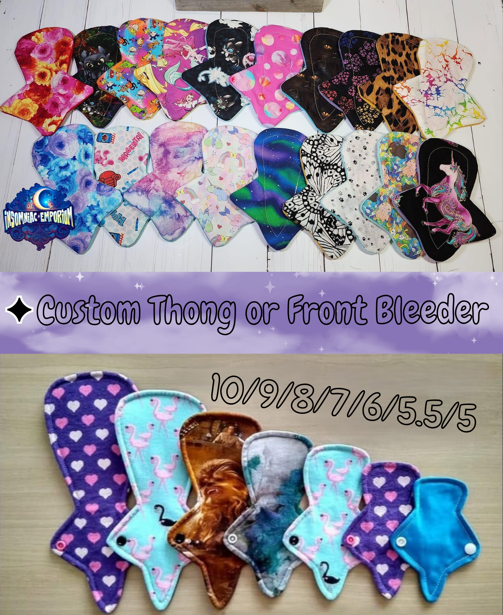 Custom Thong or Front Bleeder Cloth Pad