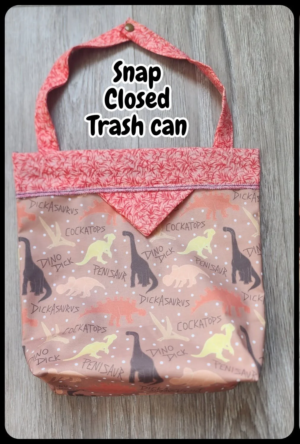 Snap‑Closed Hanging Car Trash Bag | Adult Humor Dino Peen