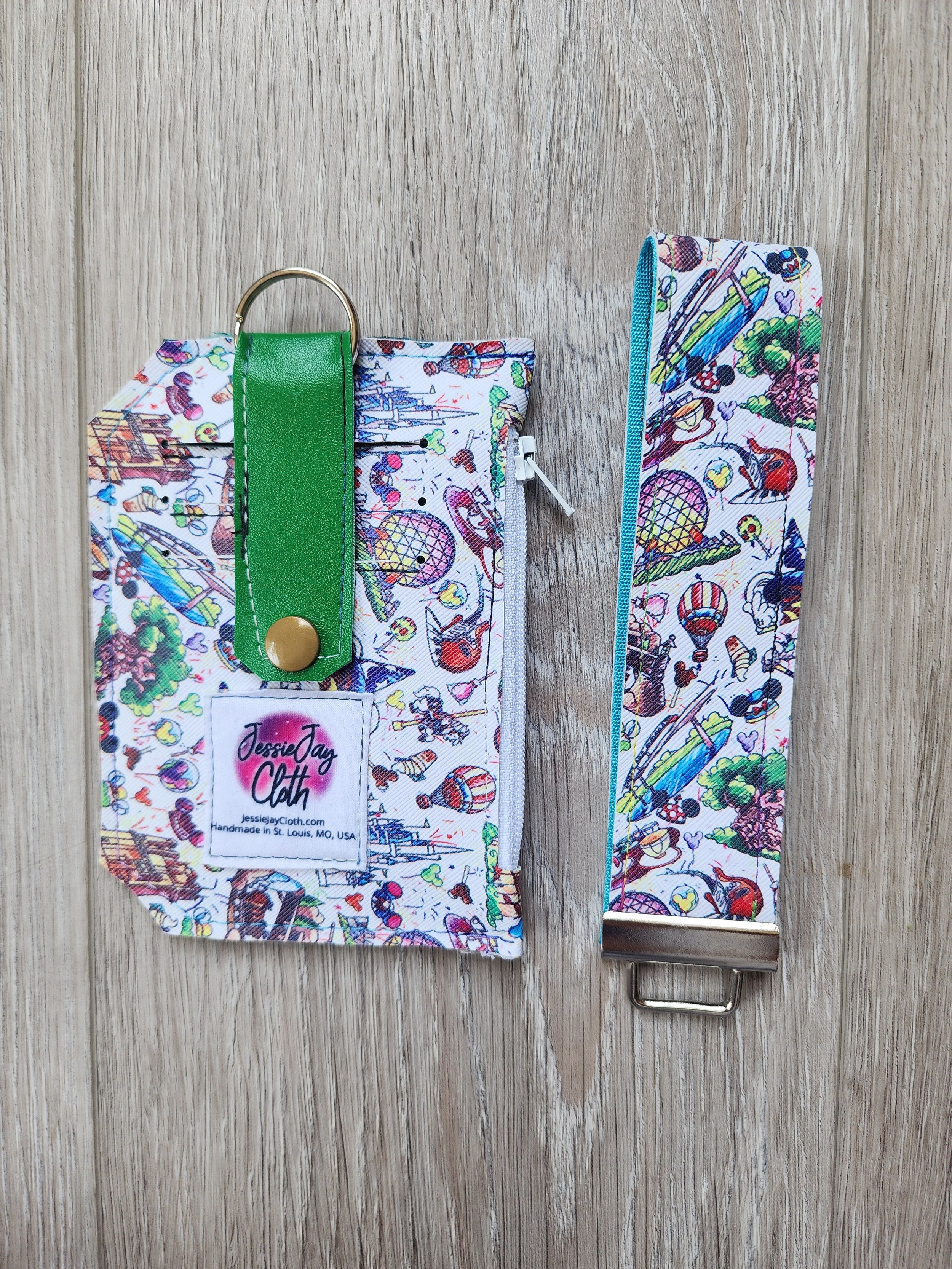 Pocket Pal Wallet + Wristlet Key Fob | Theme Park Watercolor