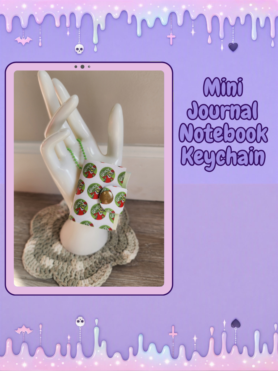 Refillable Mini Journal Keychain - Grinch