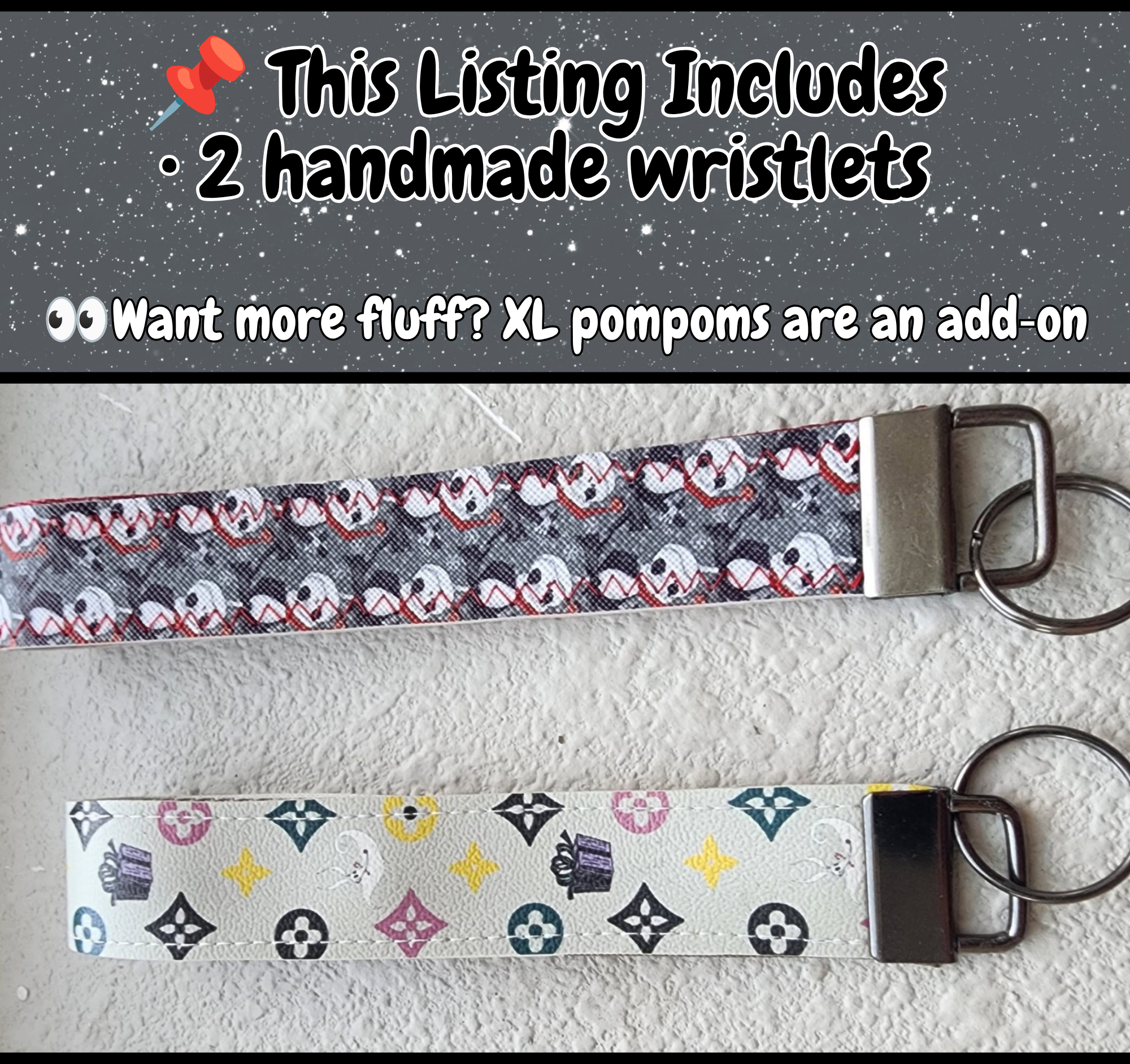 Set of 2 Faux Leather Wristlet Key Fobs | Christmas NBC, Presents
