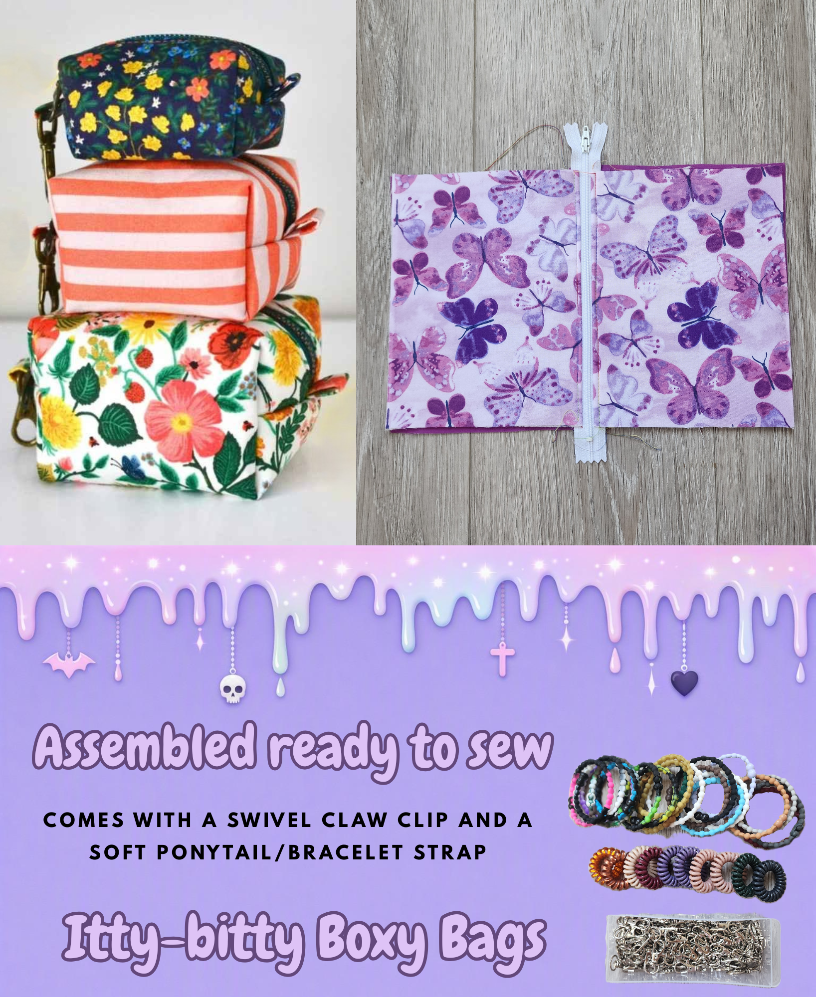 Itty-Bitty Boxy Bags | Wristlet + Keychain Combo