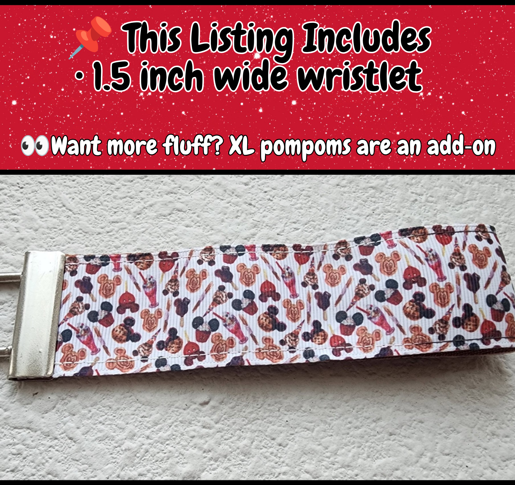 1.5" Wide Faux Leather Wristlet Key Fobs | Mouse Snacks