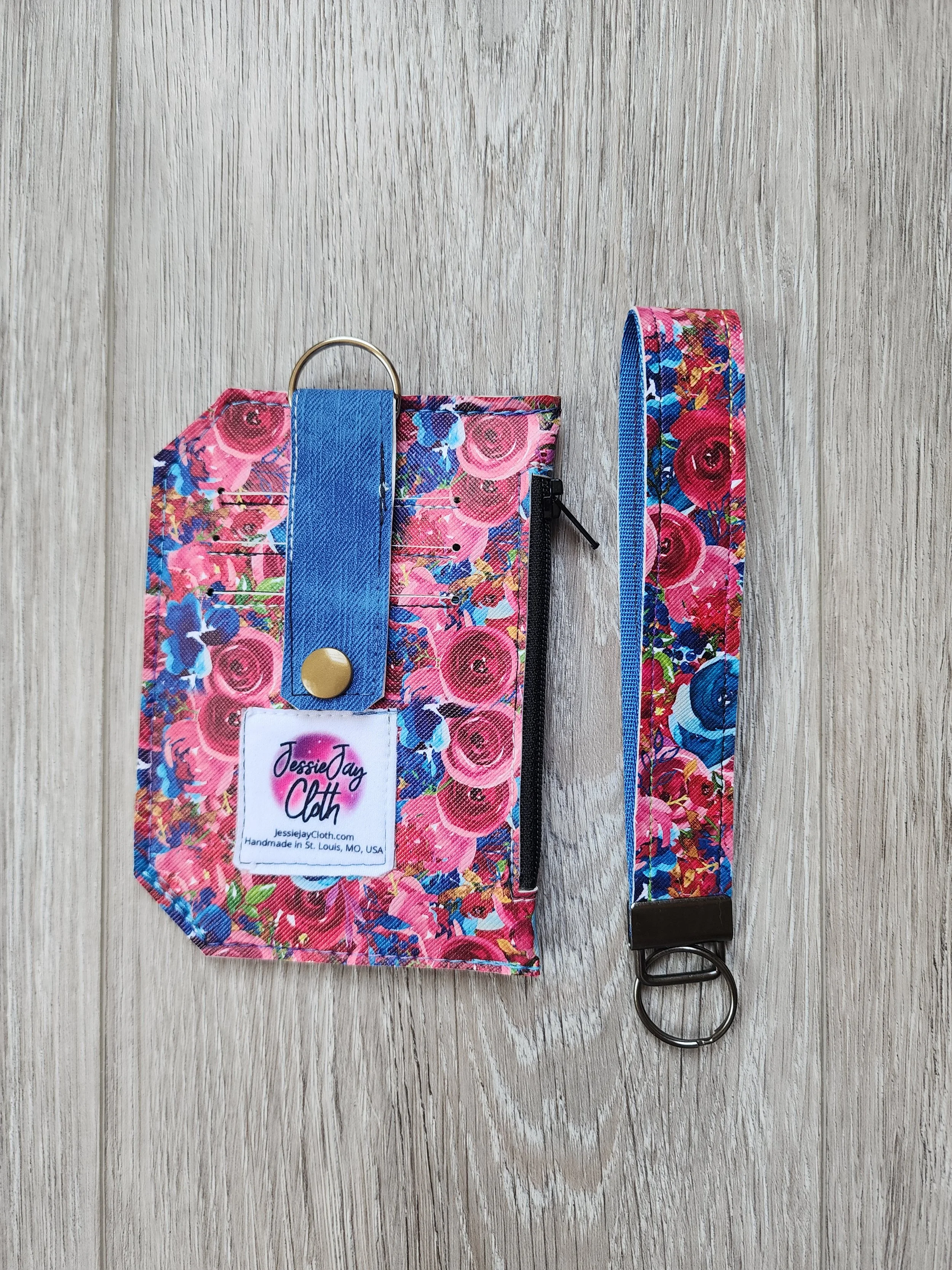 Pocket Pal Wallet + Wristlet Key Fob | Midnight Rose Garden