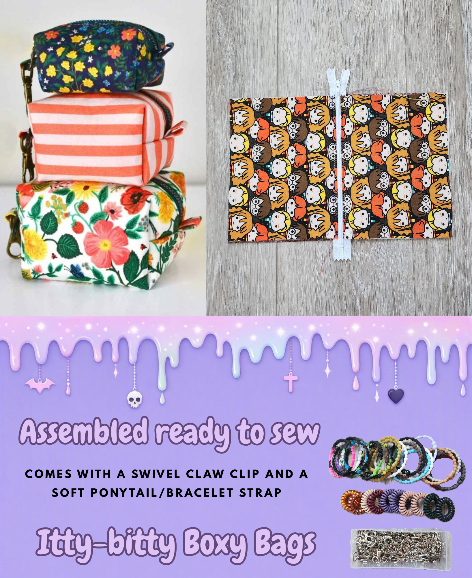 Itty-Bitty Boxy Bags | Wristlet + Keychain Combo