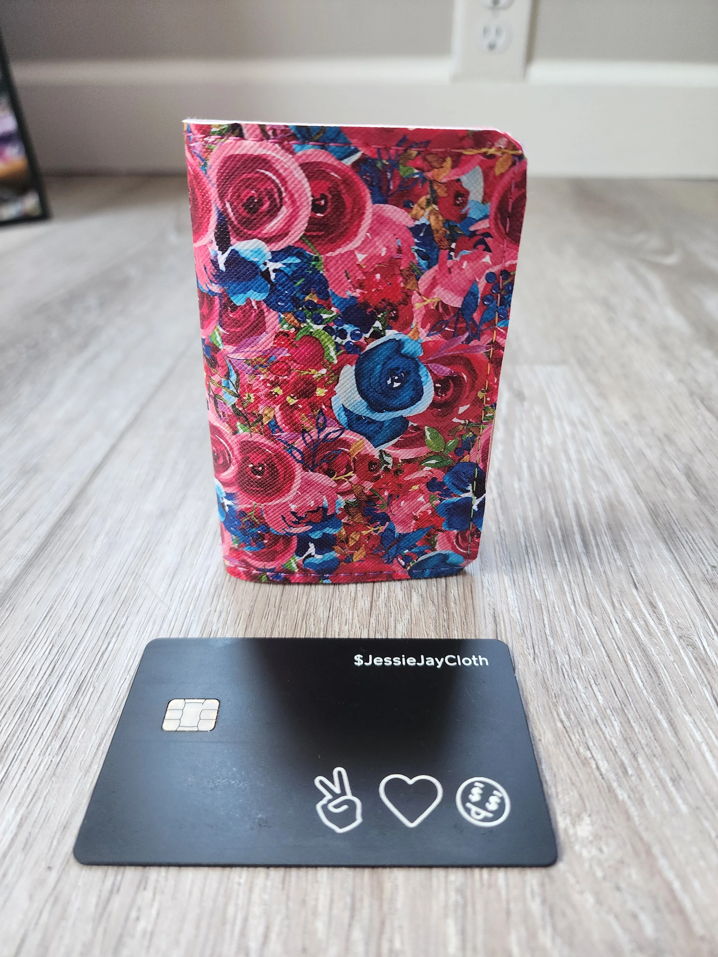 Minimalist Card Wallet | Holds 16–18 Cards | Midnight Rose Garden