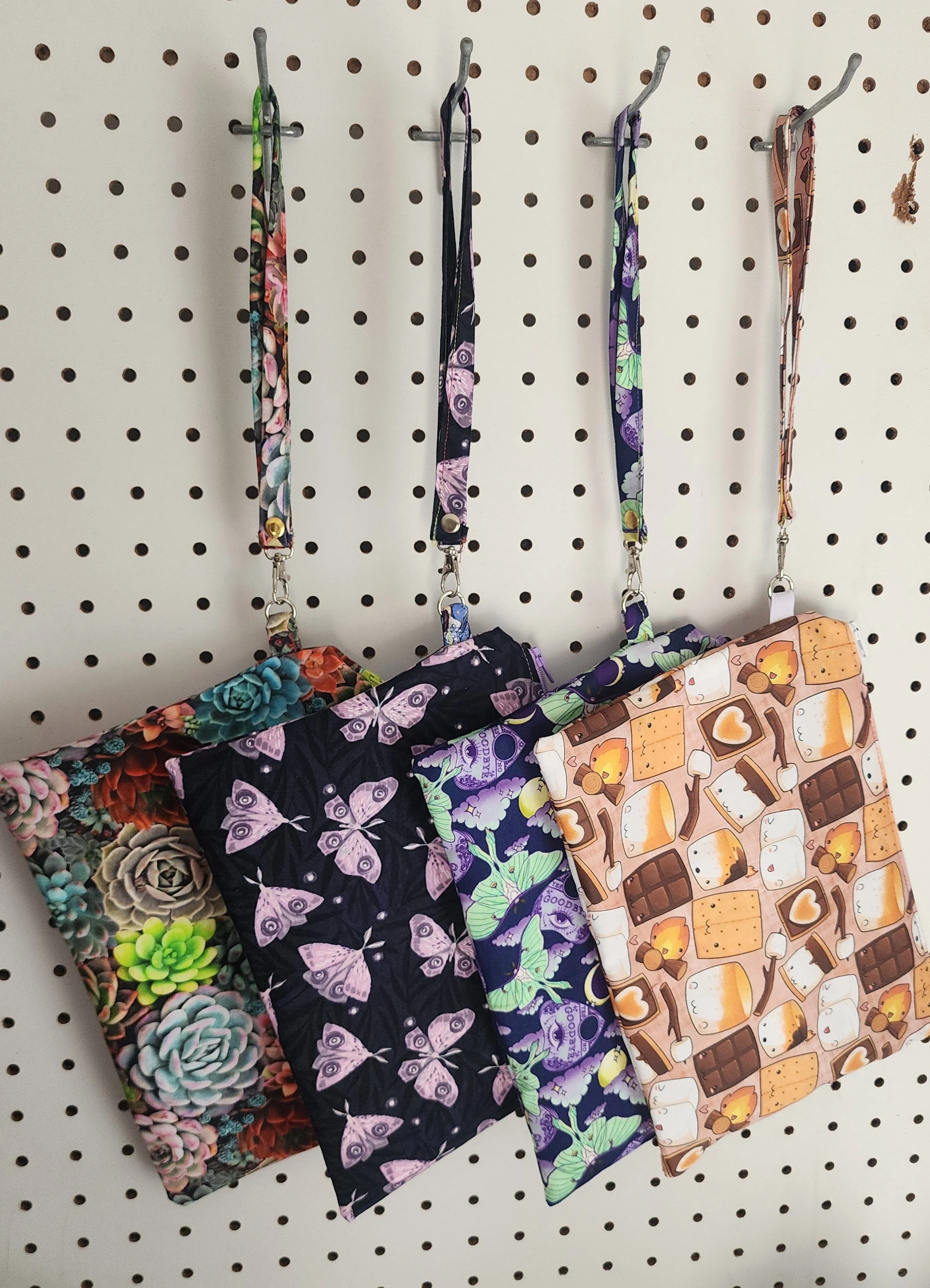 Choose your print 10x7 Wristlet Pouch | Luna Moth, Smores, Succulent