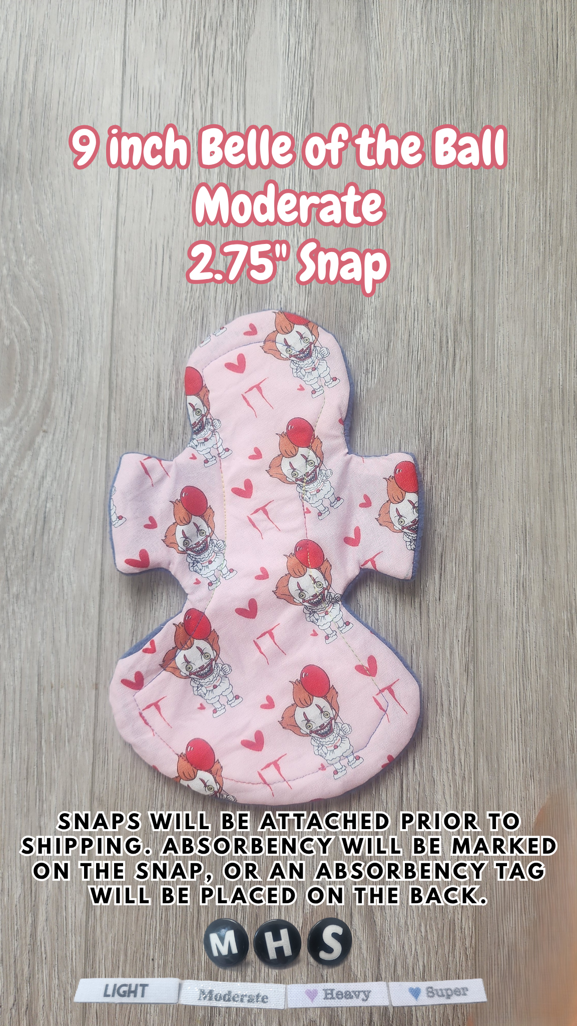 9-inch Moderate Belle of The Ball Cloth Pad | 2.75" Snapped Width