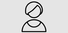 Simple line drawing of a person with short hair, facing forward.