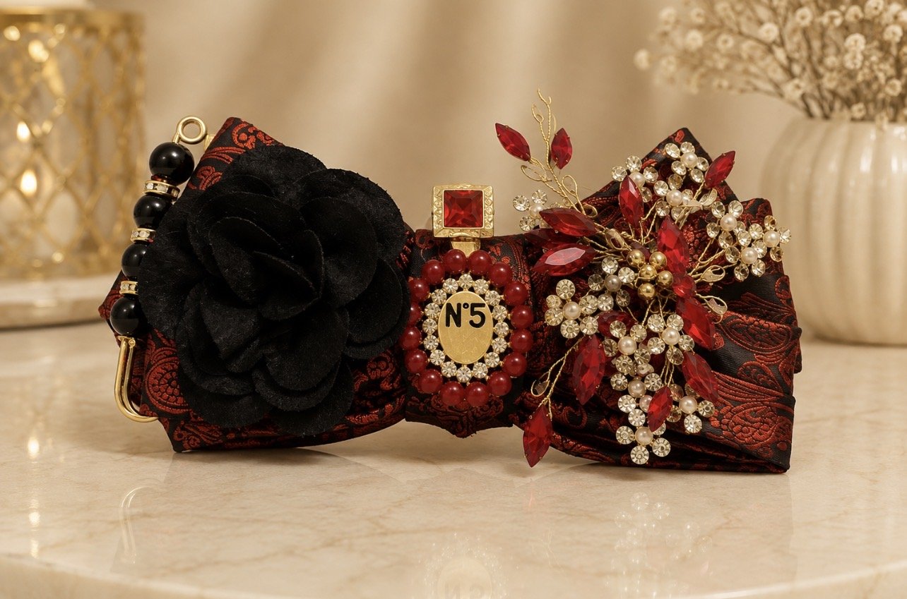 Elegant Burgundy CHanel Inspired Bow Tie.jpeg