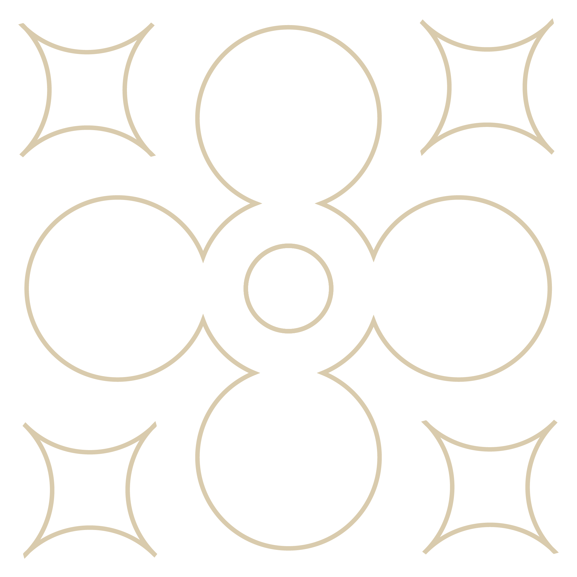 Pattern of beige circles and diamond shapes on a black background.