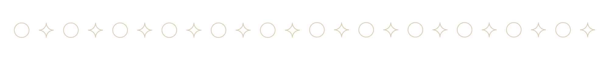 A row of alternating circle and star shapes in a beige color.