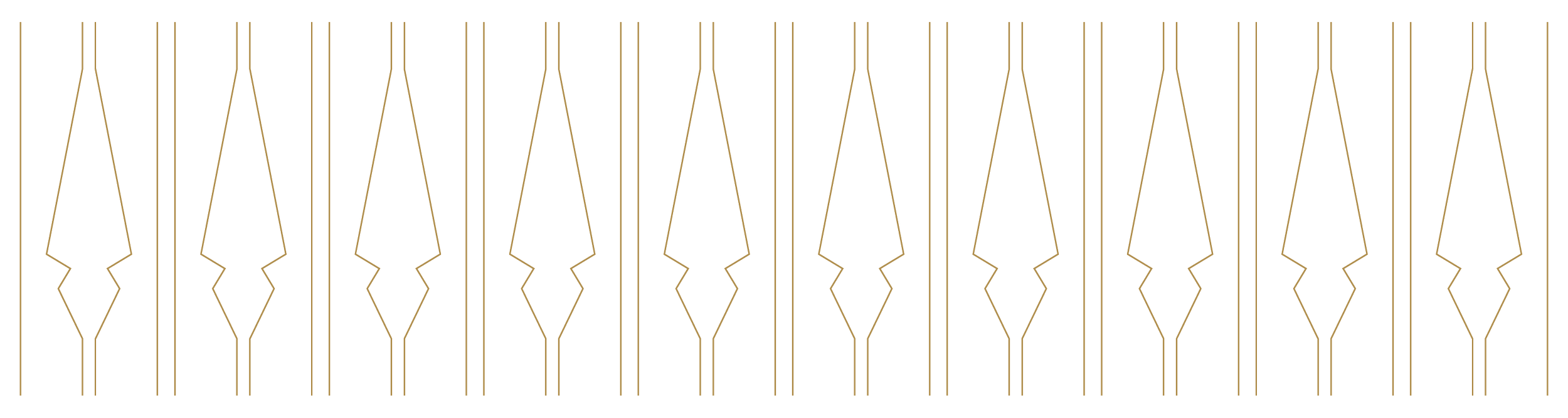 Gold and black geometric pattern with vertical lines and diamond shapes