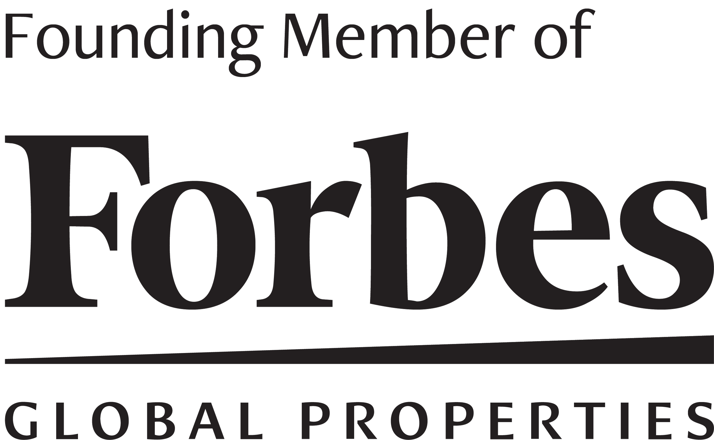 Text graphic announcing founding member of Forbes Global Properties.