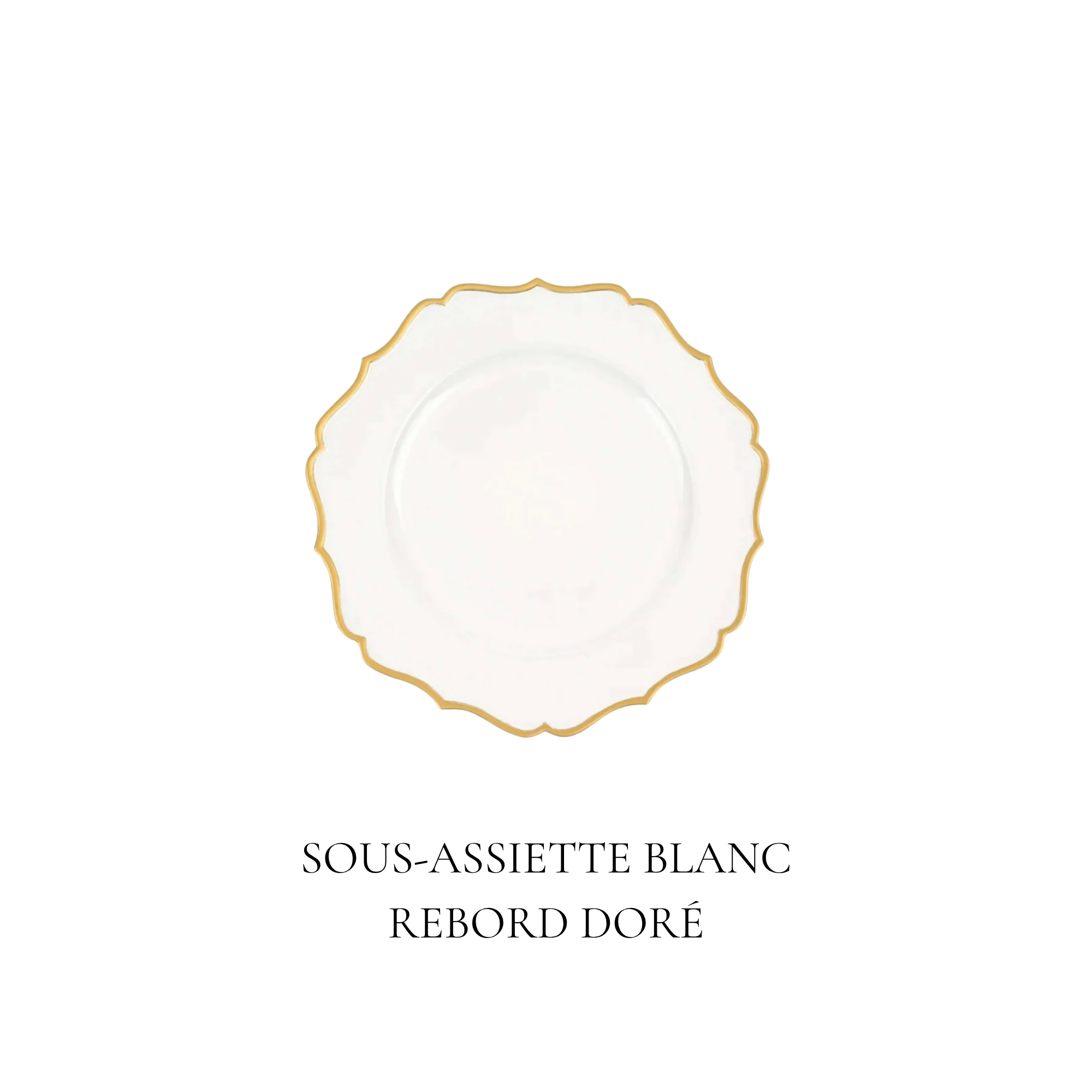 Sous-assiettes blanc doré location mariage evenements laurentides