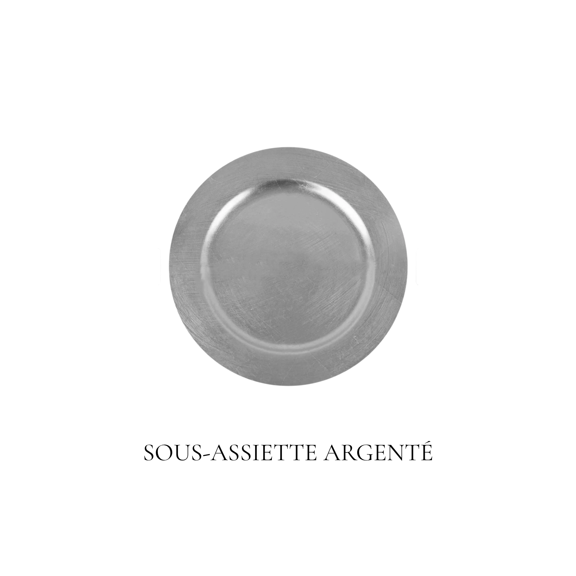Sous-assiette argent location mariage evenement laurentides