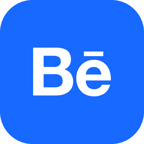 Blue app icon for Behance with white text 'Bē' in center.