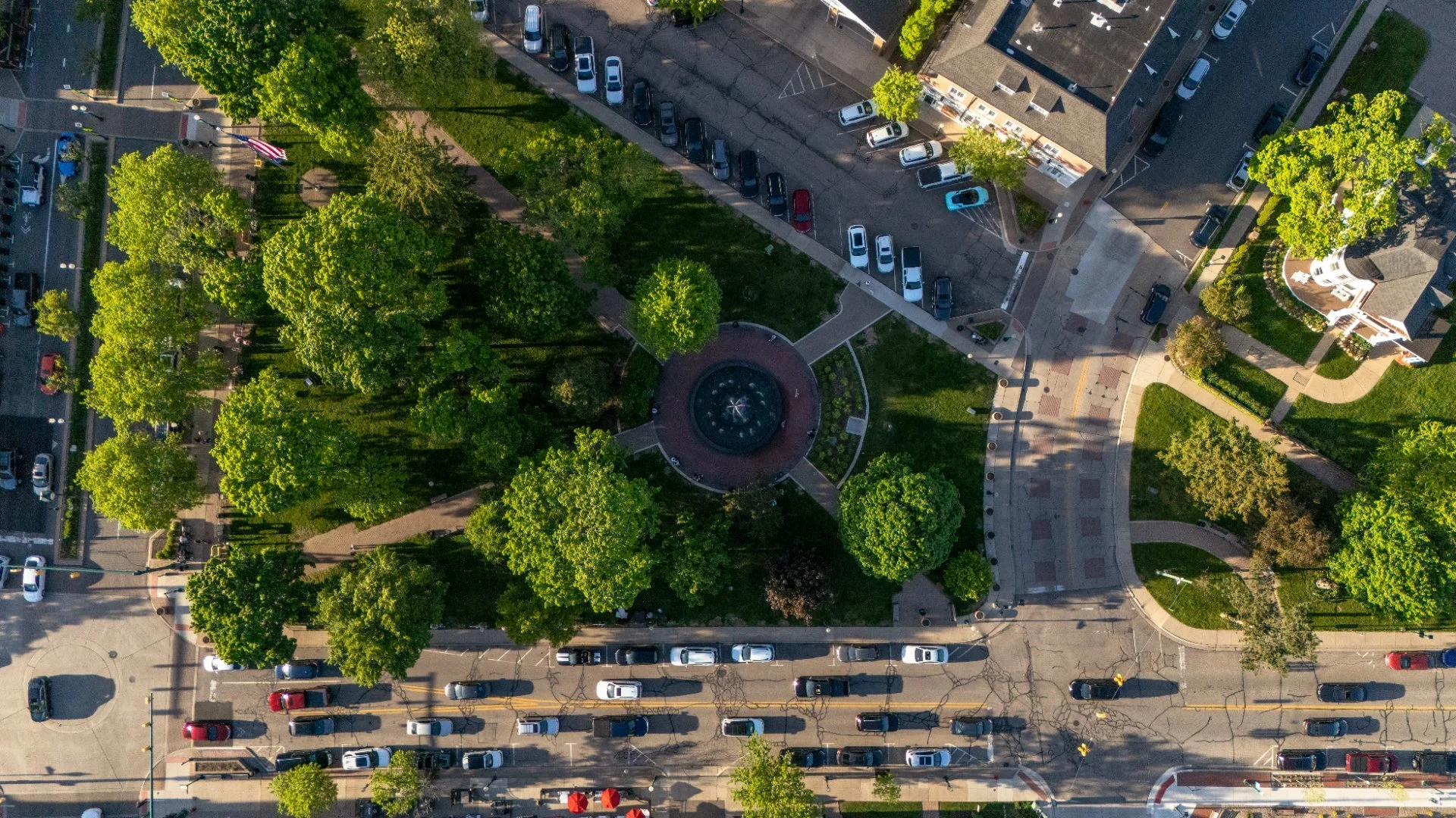 D Morby Media, photographer and videographer in SE MI Aerial Image of Downtown Plymouth, Michigan.jpg