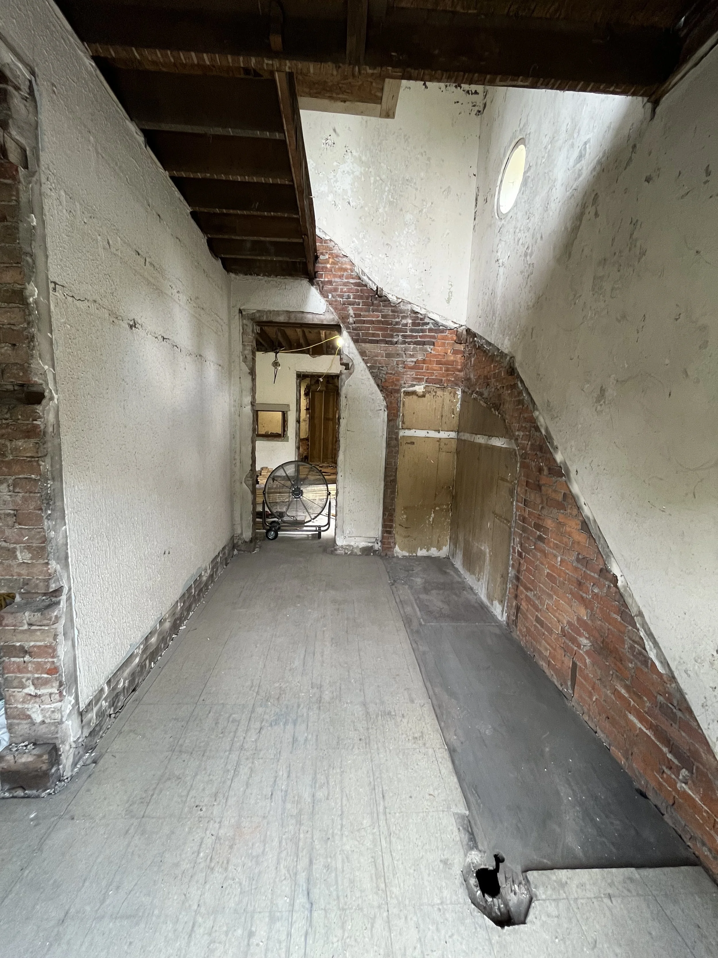 Unfortunately, we had to remove the original stairs, they were not up too code.