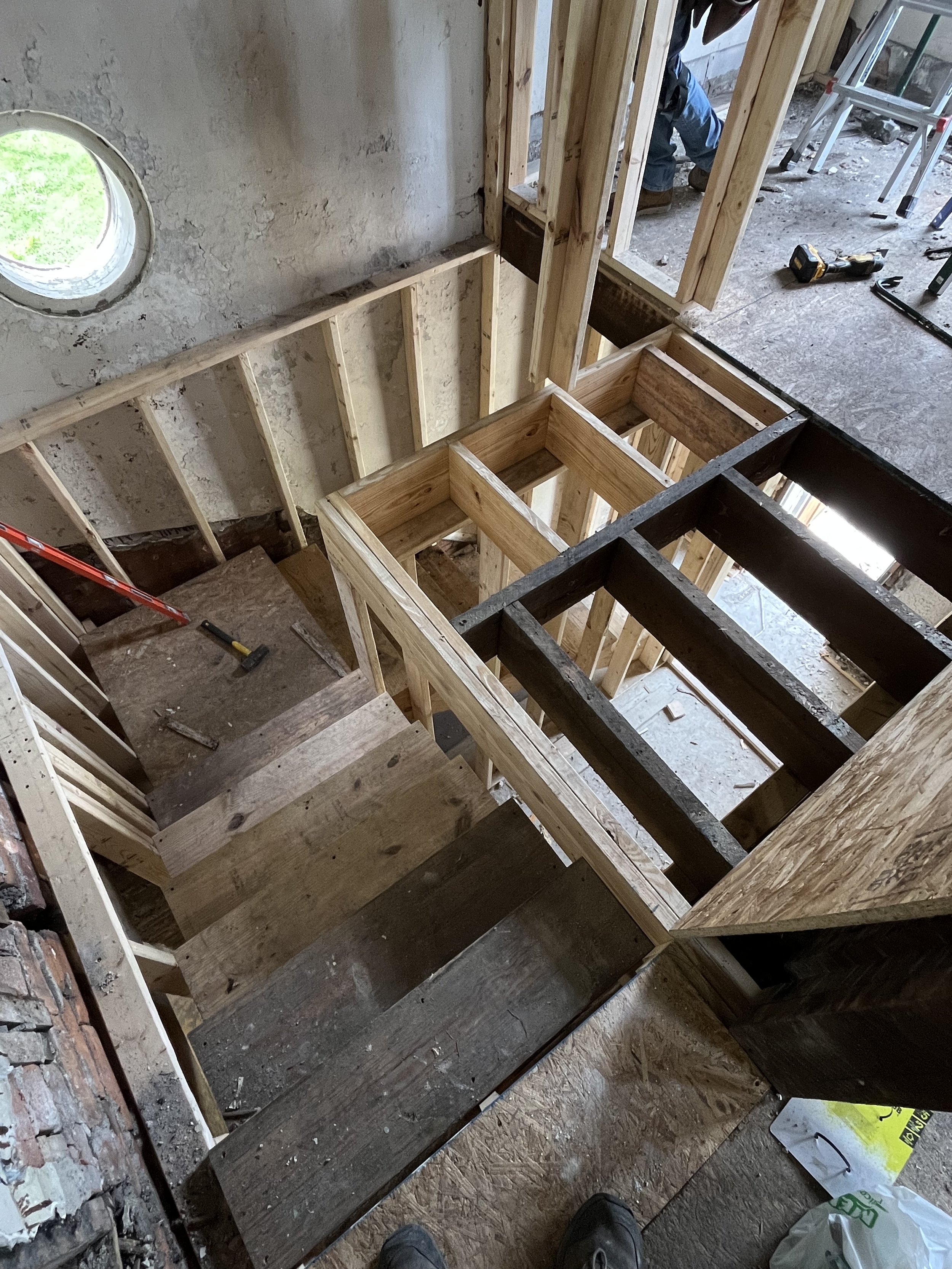New stair framing being installed.