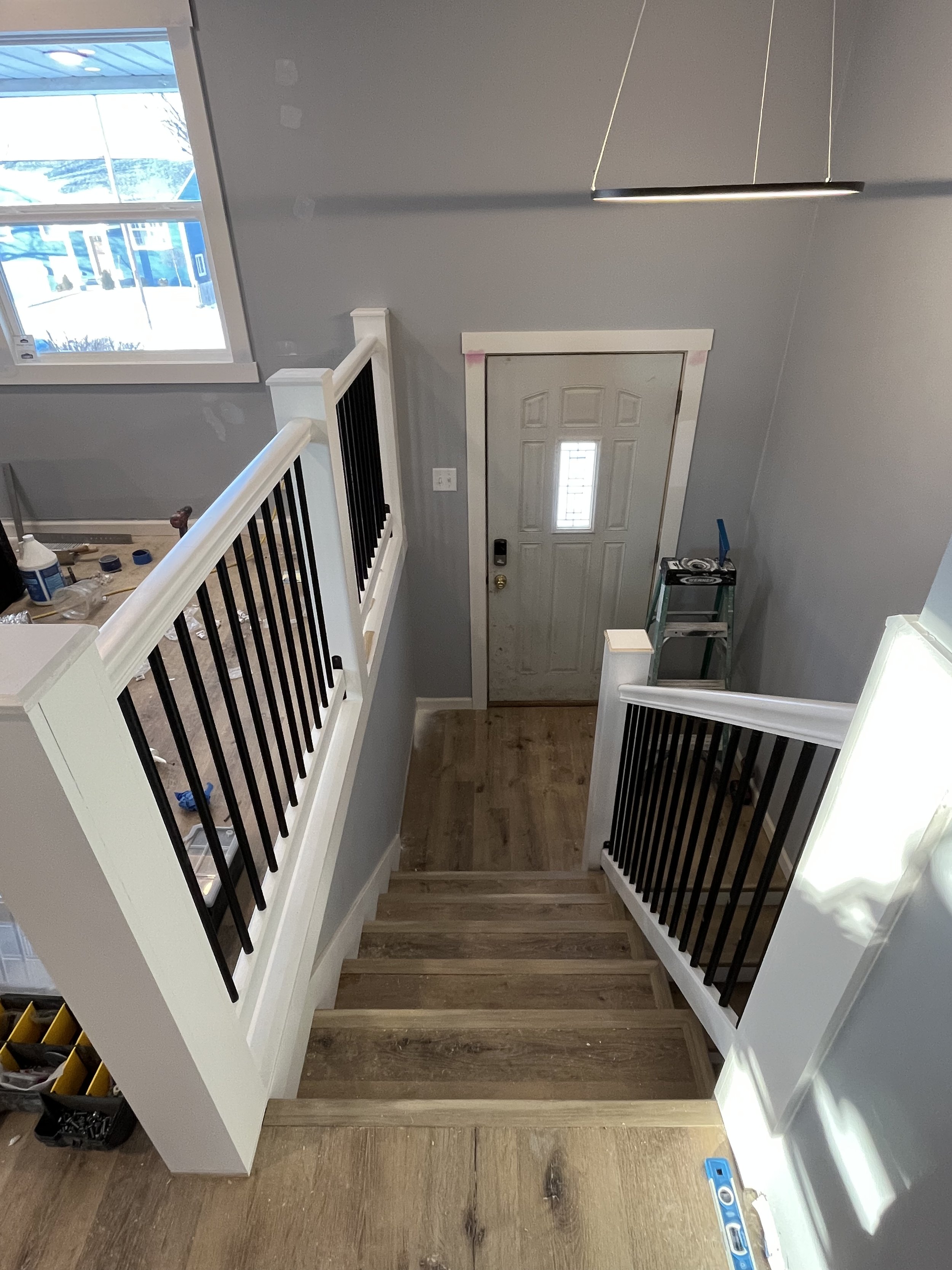 New railing installed and stairs.