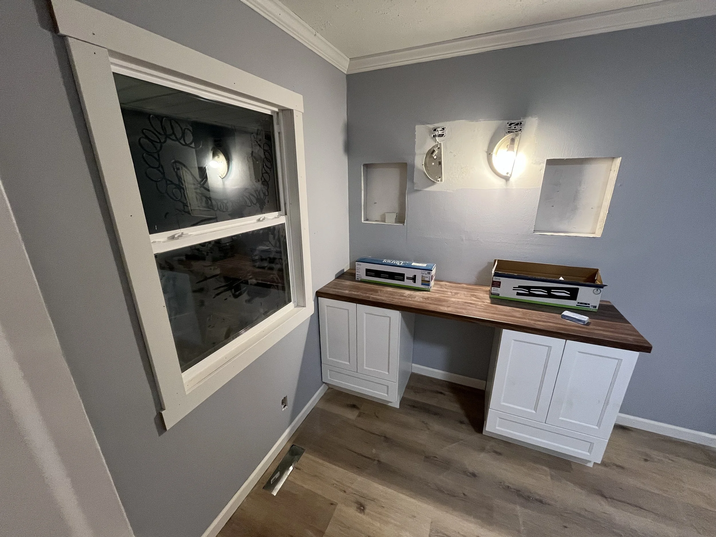 Hall bathroom vanity. 