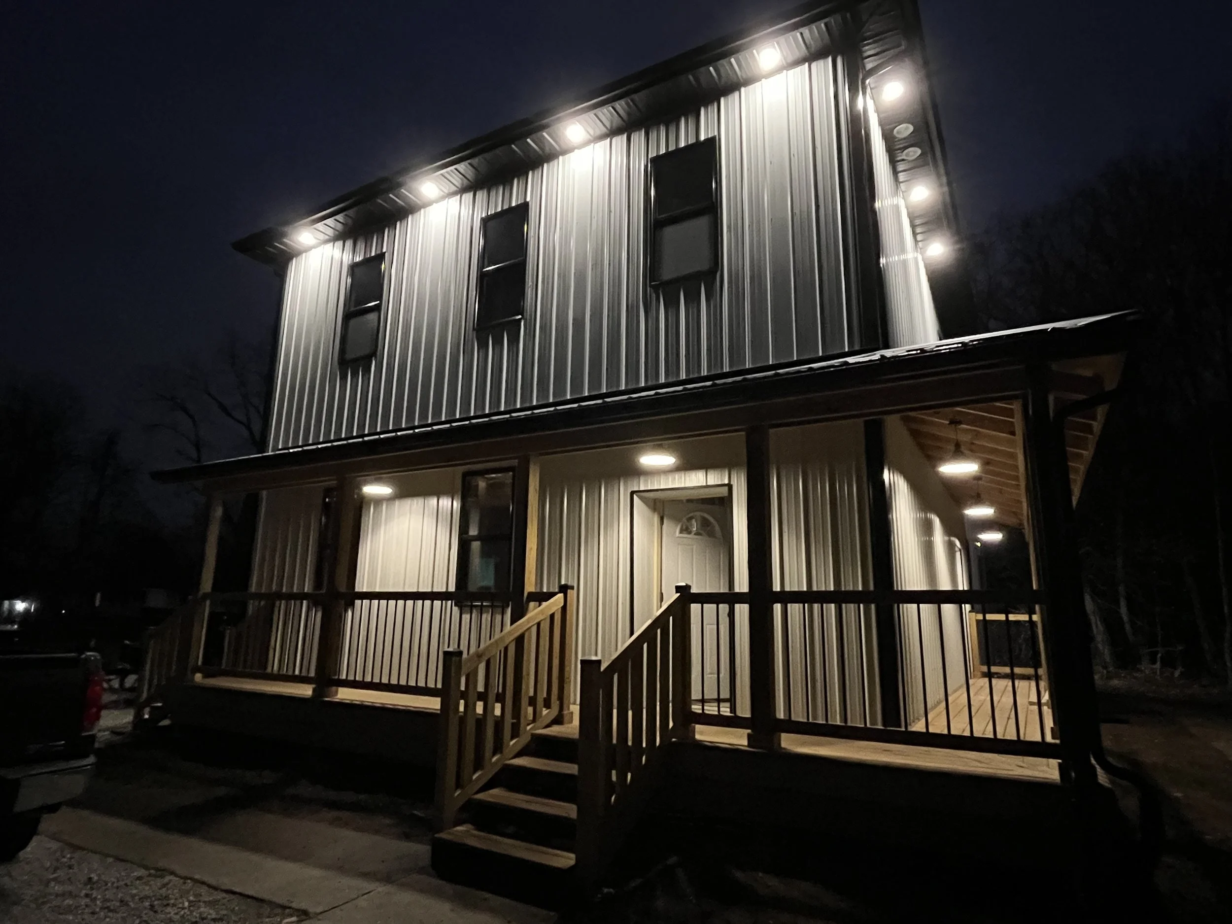 We added soffit and under porch lighting, which is a great addition to any building/home for added security and lighting.