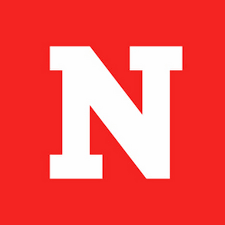 Red background with a large white letter 'N' in the center.