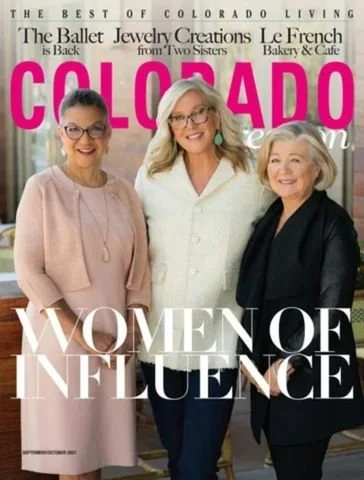 Cover of Colorado magazine featuring three women standing together, smiling, with the headline 'Women of Influence'