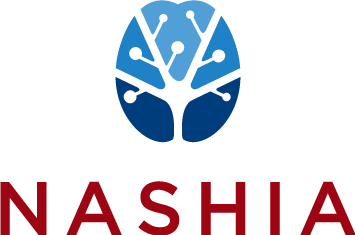 Logo of Nashia featuring a stylized tree with seed-like shapes and the word 'NASHIA' in red.