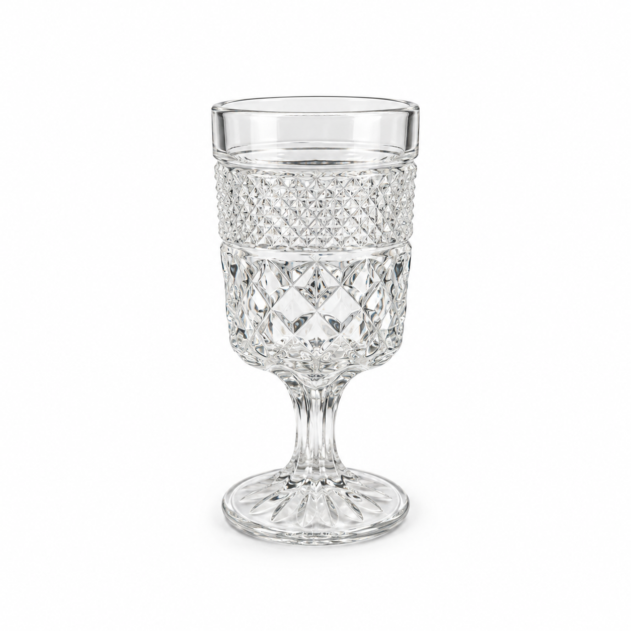 Clear Vintage Diamond Goblet