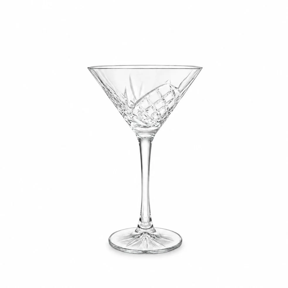 Clear Cut-Glass Martini Glass