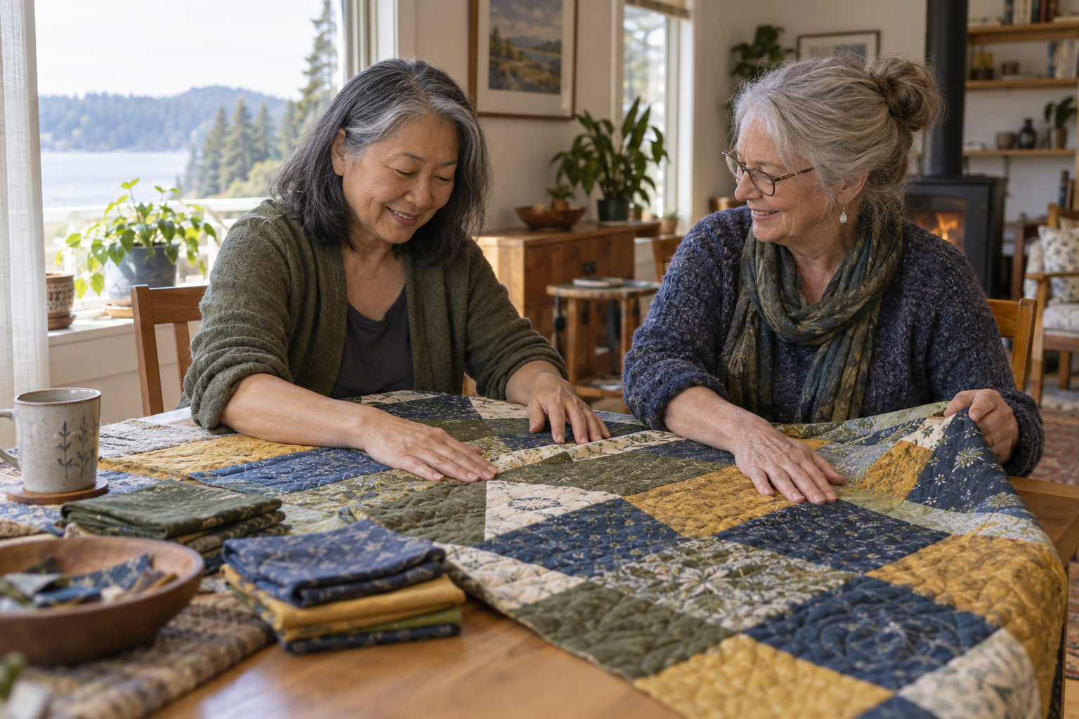 Quilting & creative projects — time to make something and share ideas. AI-generated illustration.