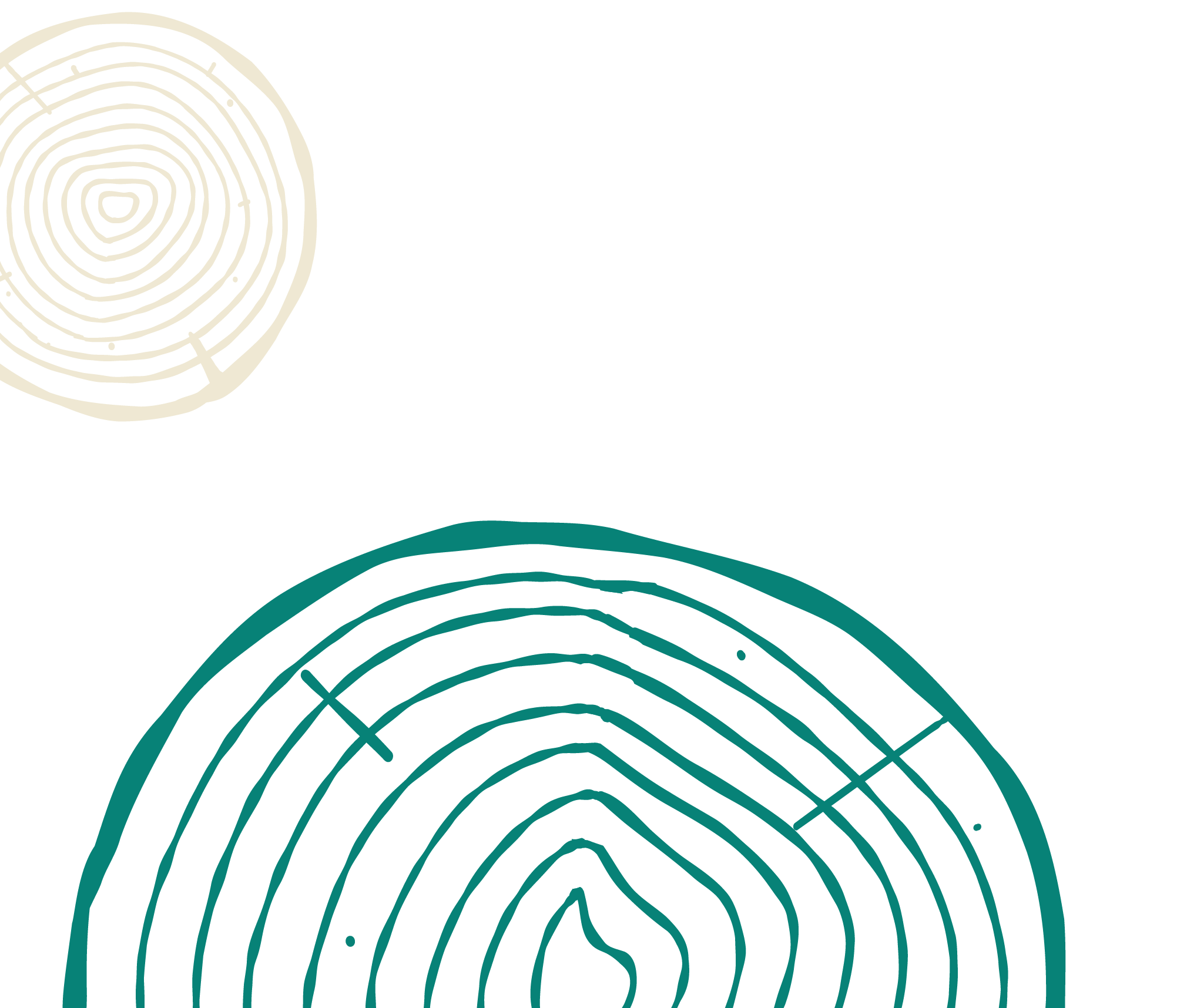Digital illustration of a stylized fingerprint and a series of curved lines resembling radar waves or sound waves on a black background.
