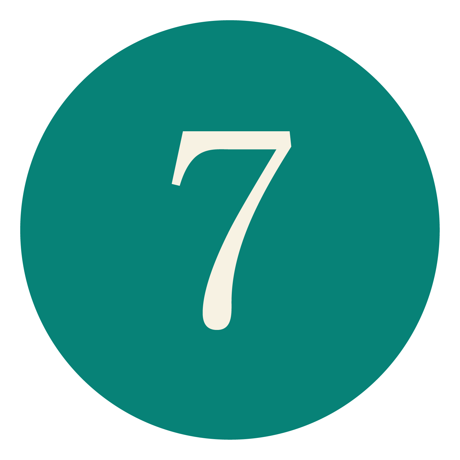 Icon of a teal circle with a white number 7 in the center.