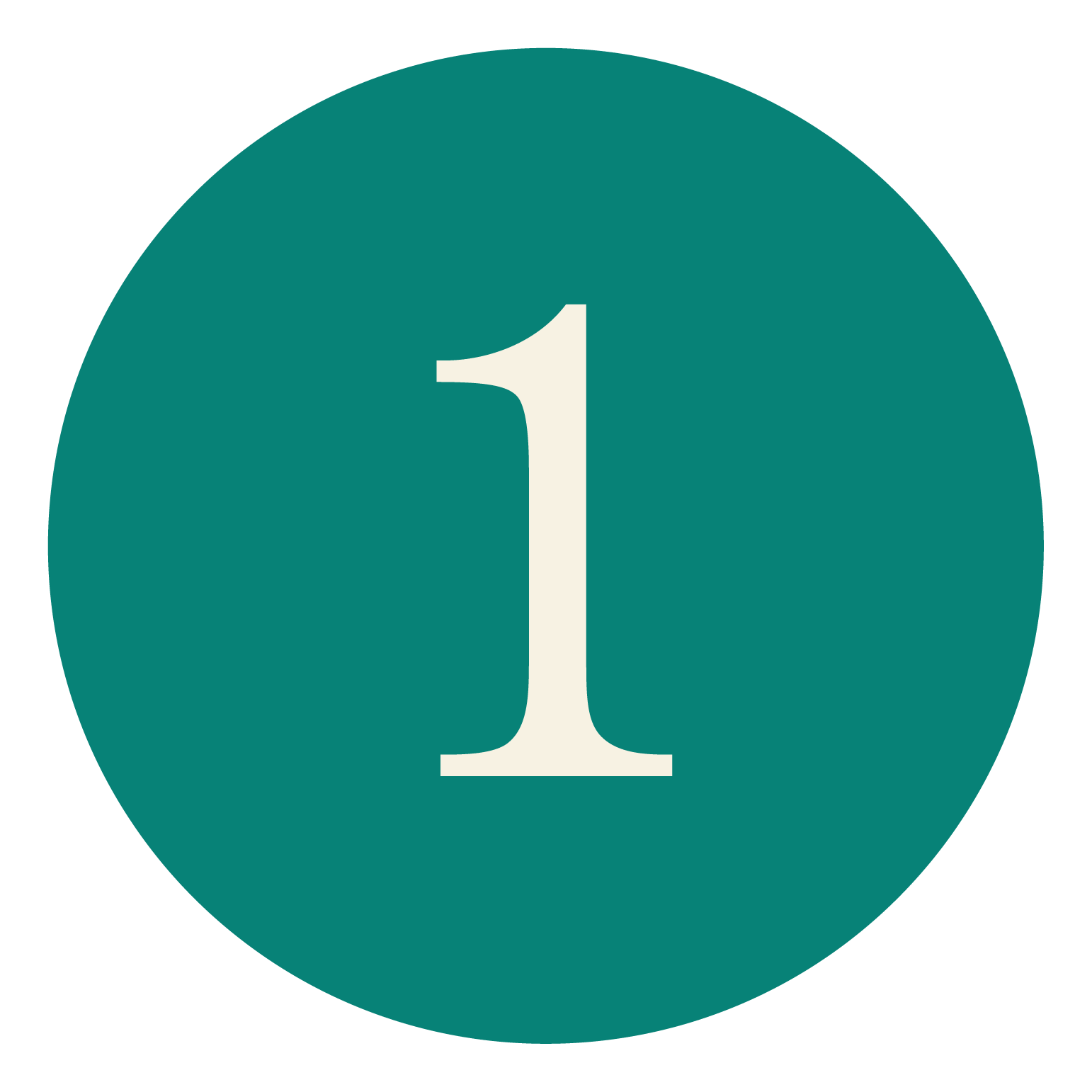 Green circle with the number one in white at the center.