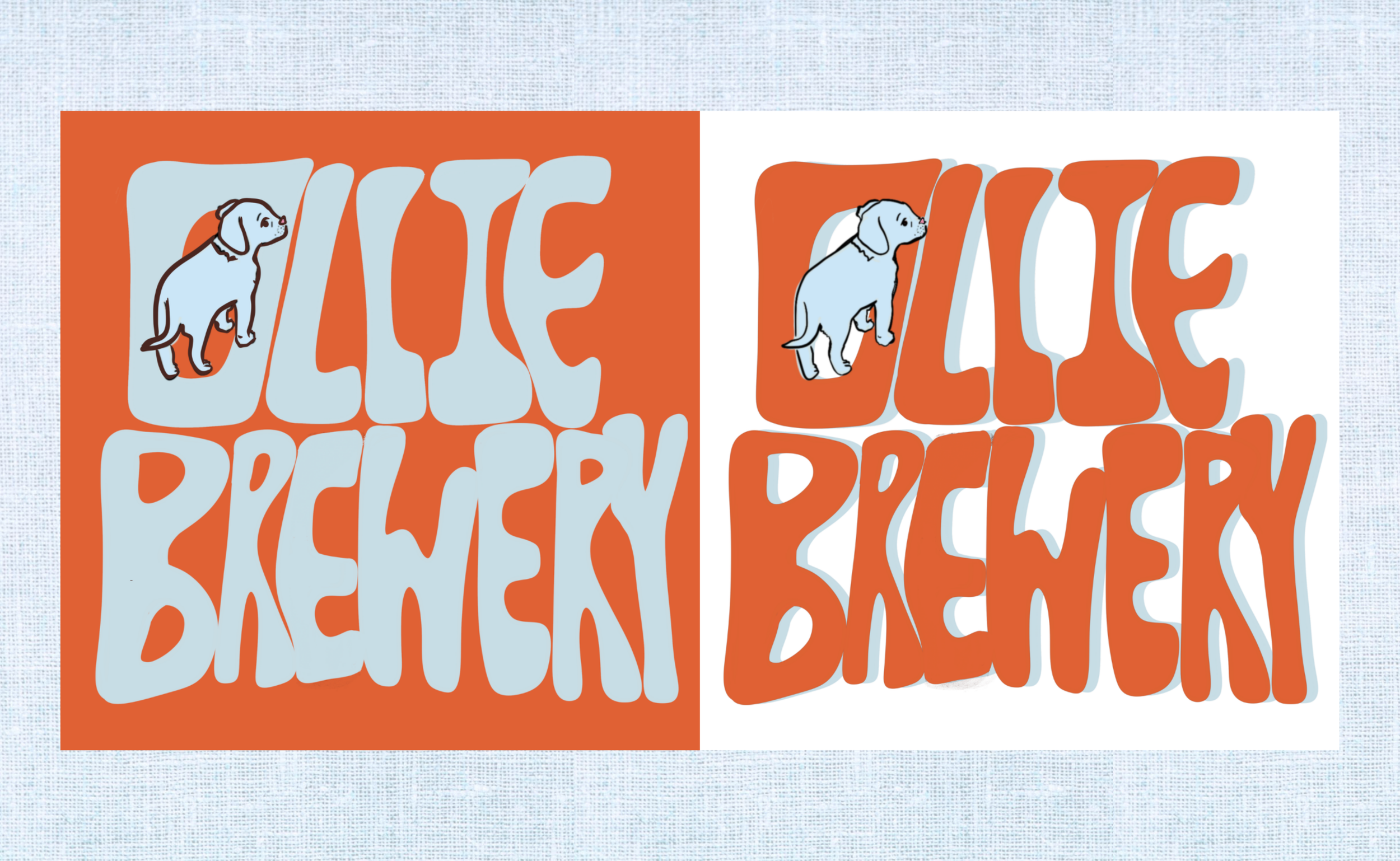 Graphic design featuring a puppy and the words "Vice," "Peace," and "Beast" in stylized, bold, orange and light blue letters.
