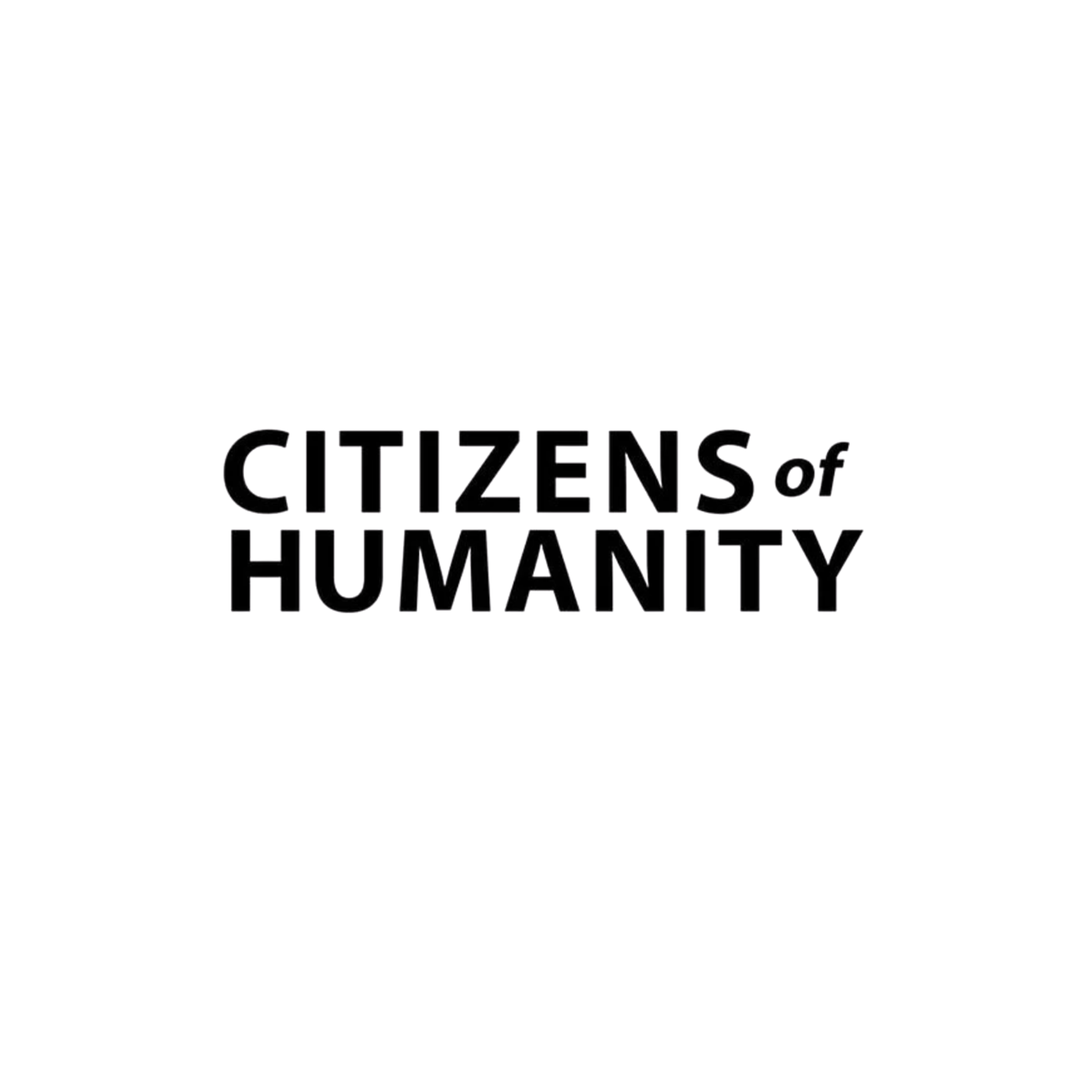 Black background with the phrase 'Citizens of Humanity' written in black text.