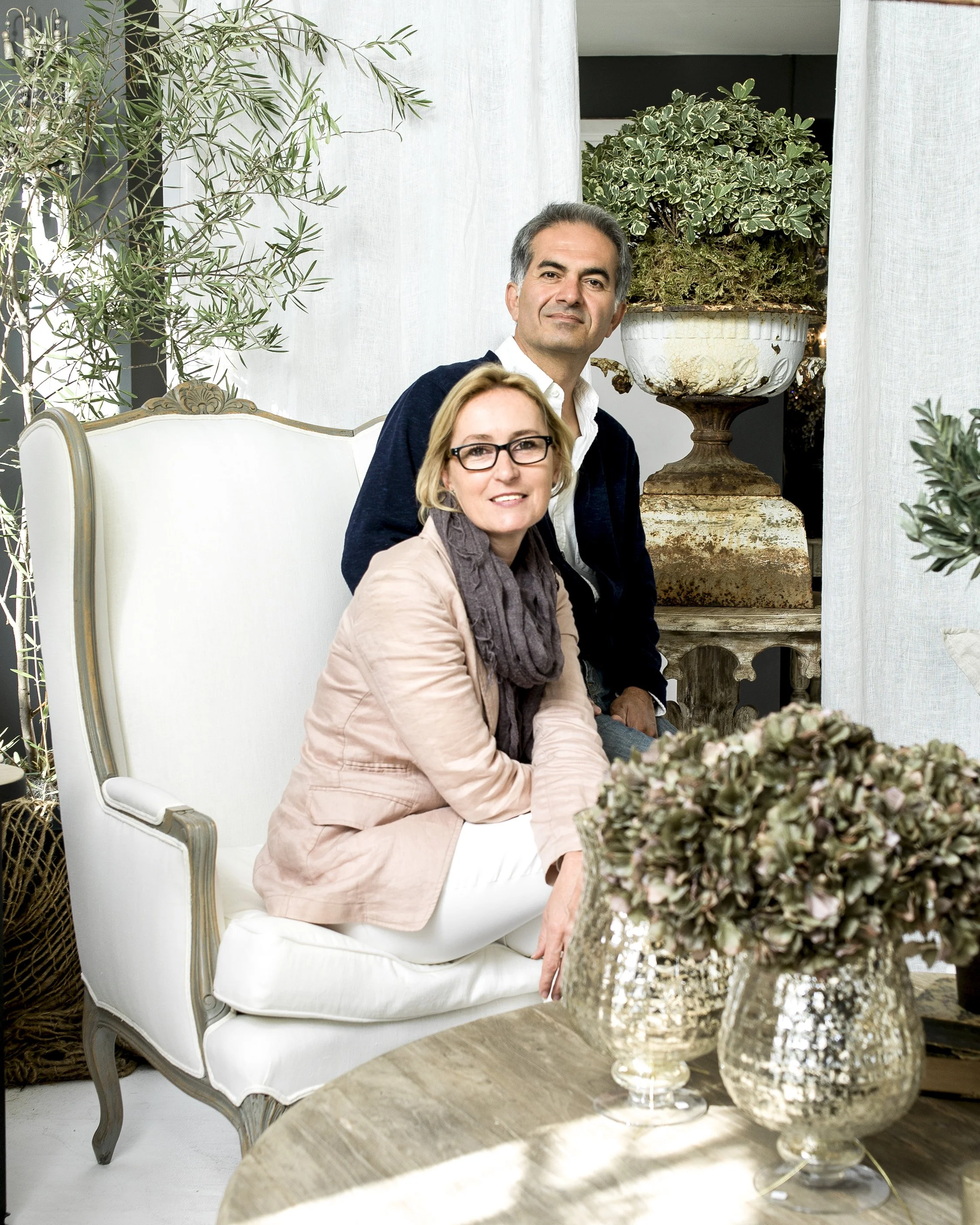 Los Angeles-based luxury linen and home decor brand Pom Pom at Home Hilde Leiaghat her husband Reza Leiaghat and their son Sam Leiaghat Belgium Born