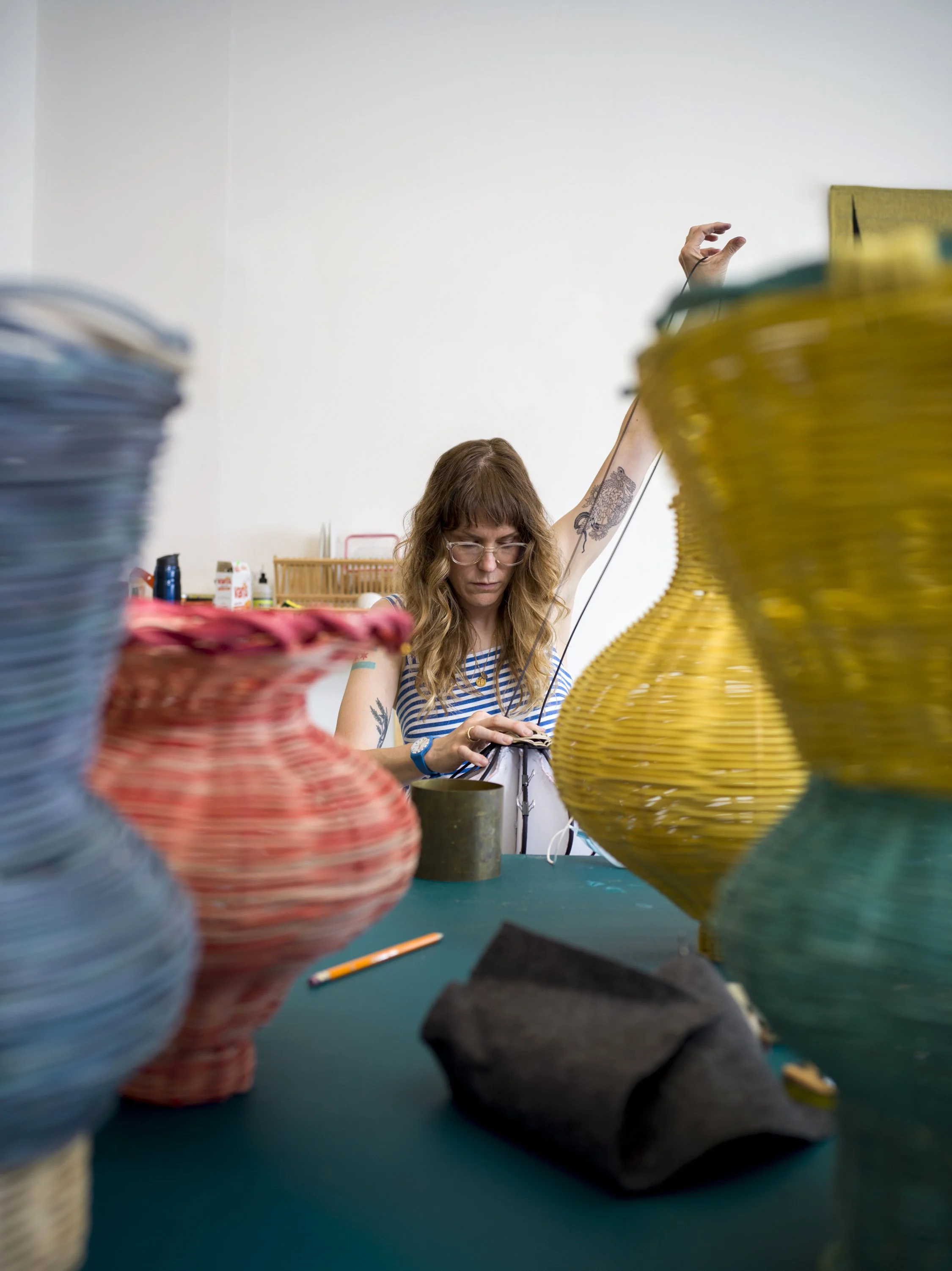 Dee Clements Studio Herron is the art studio of weaver and sculptor sculptural basketry ceramics and painting 3D Design from Cranbrook Academy of Art