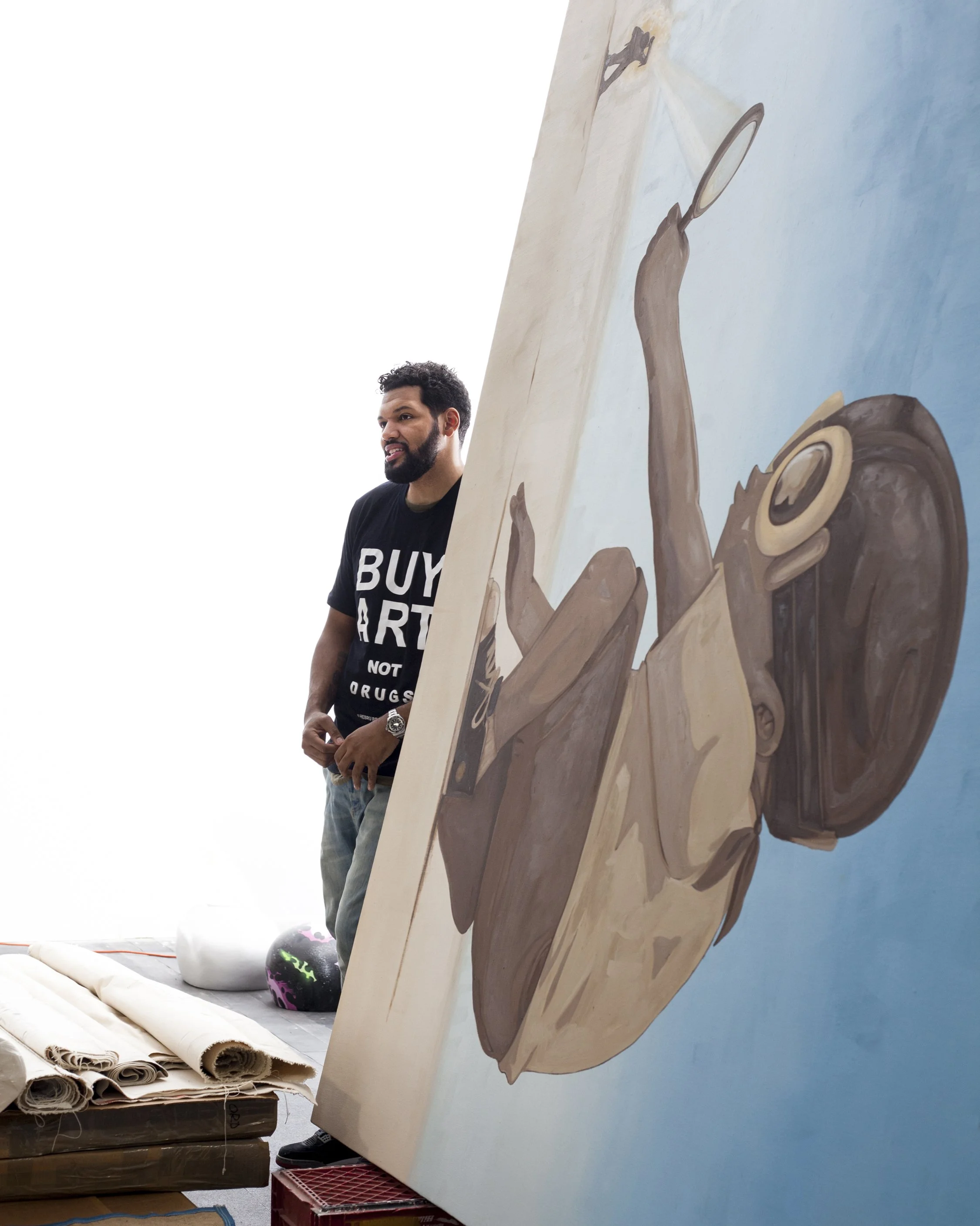 Hebru Brantley contemporary American artist best known for his Afro-Futurism Clark Atlanta University Graffiti and Street Art
Figurative Art Figurative Painting Flyboy
