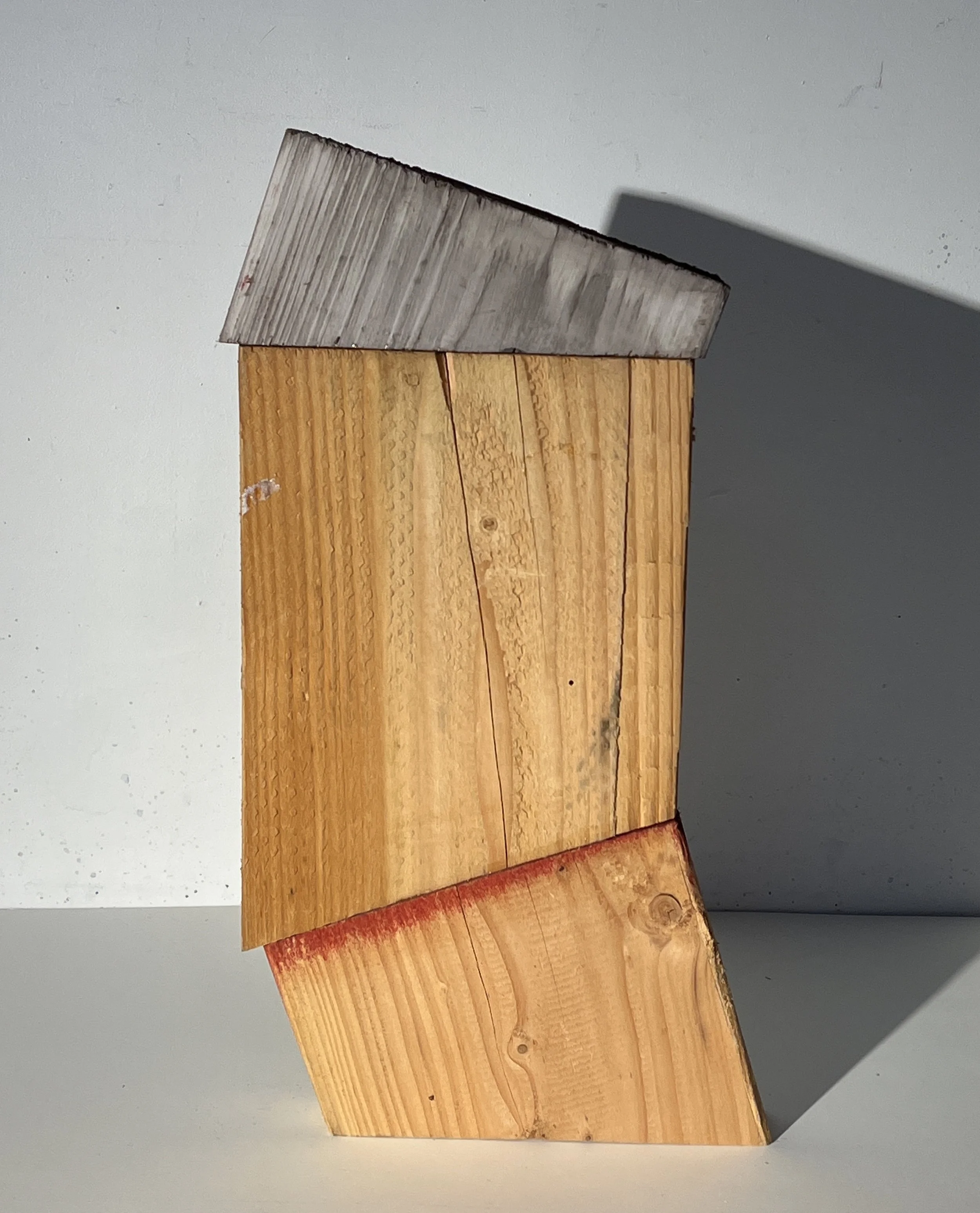 Red, White & Wood, 17 x 8 x 2", Paint and Wood,  2025