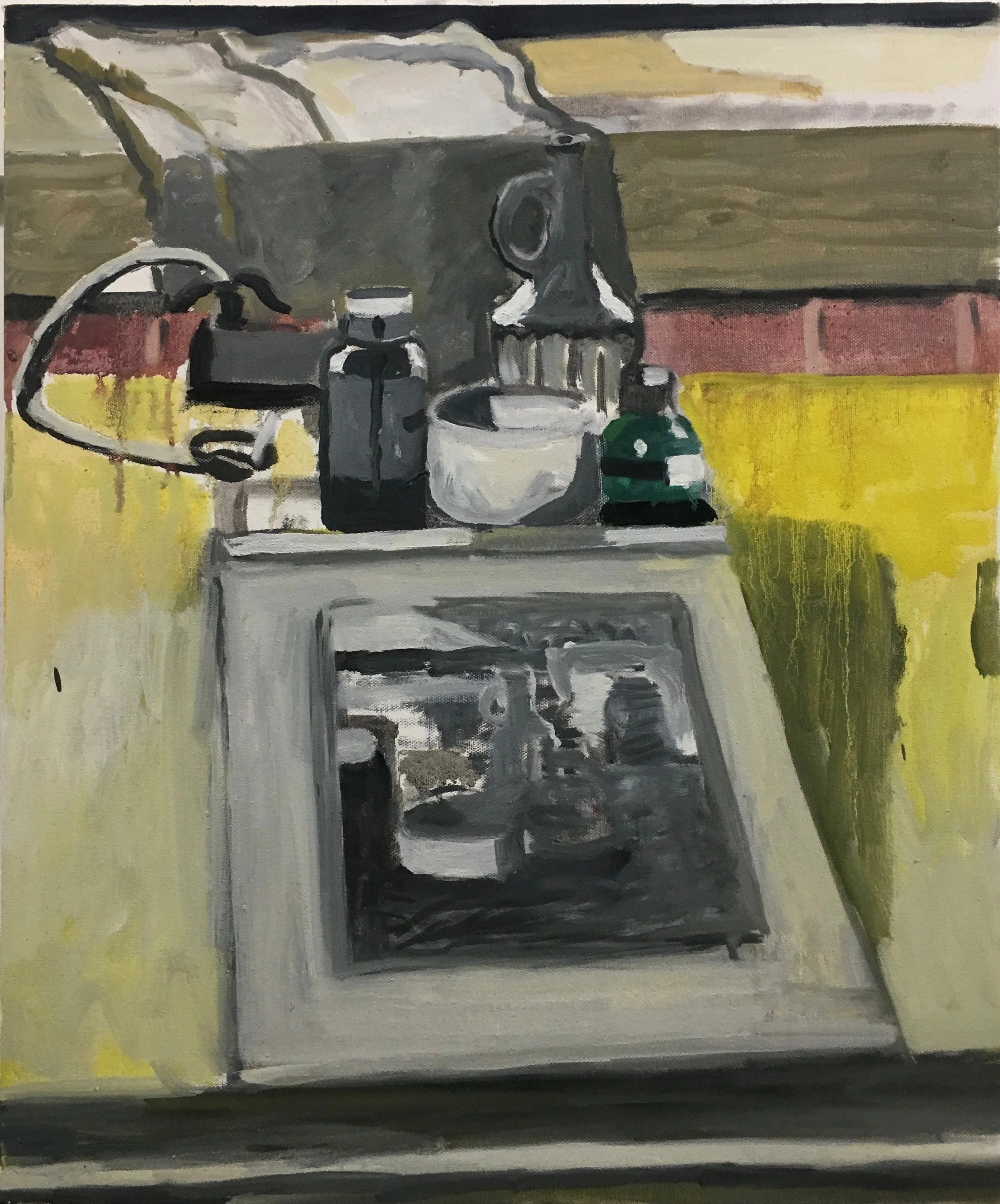 Still life with drawing of the still life, 24 x 20" Oil on Canvas, 2019