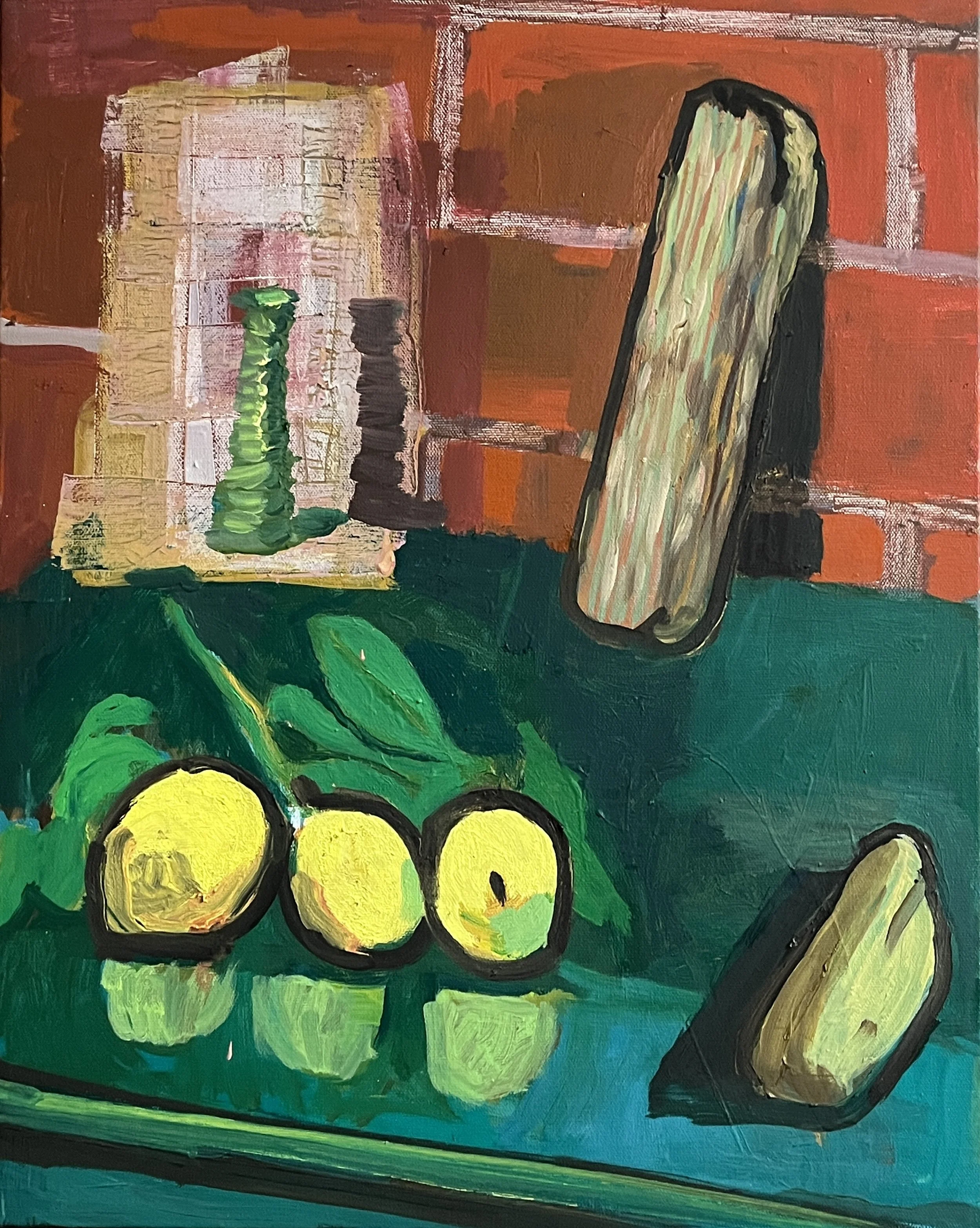 Lemons and Drift Wood, 20 x 16", o/c, 2024