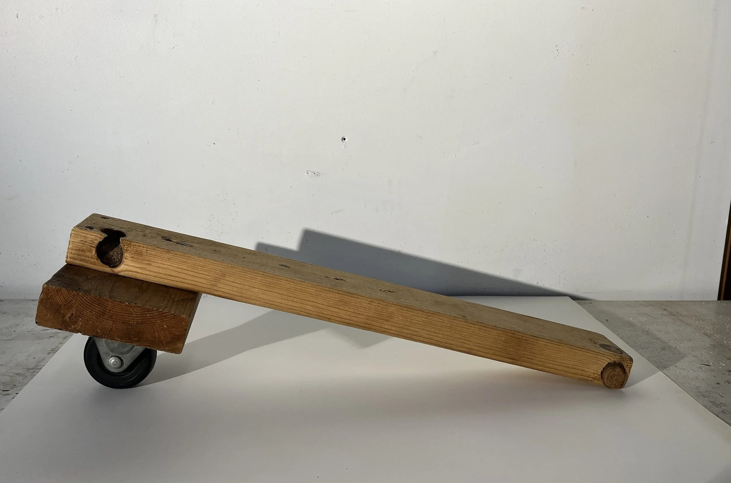 Ax, 24 x 8 x 9", Wood and Wheel,  2026, 