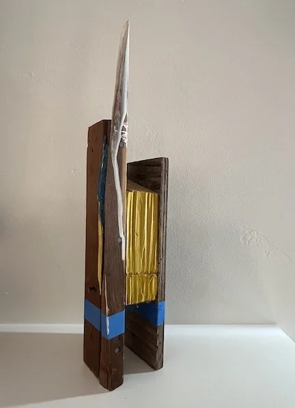 Sandwiched, 16 x 4 x 3, Wood, Tape & Paint,  2026