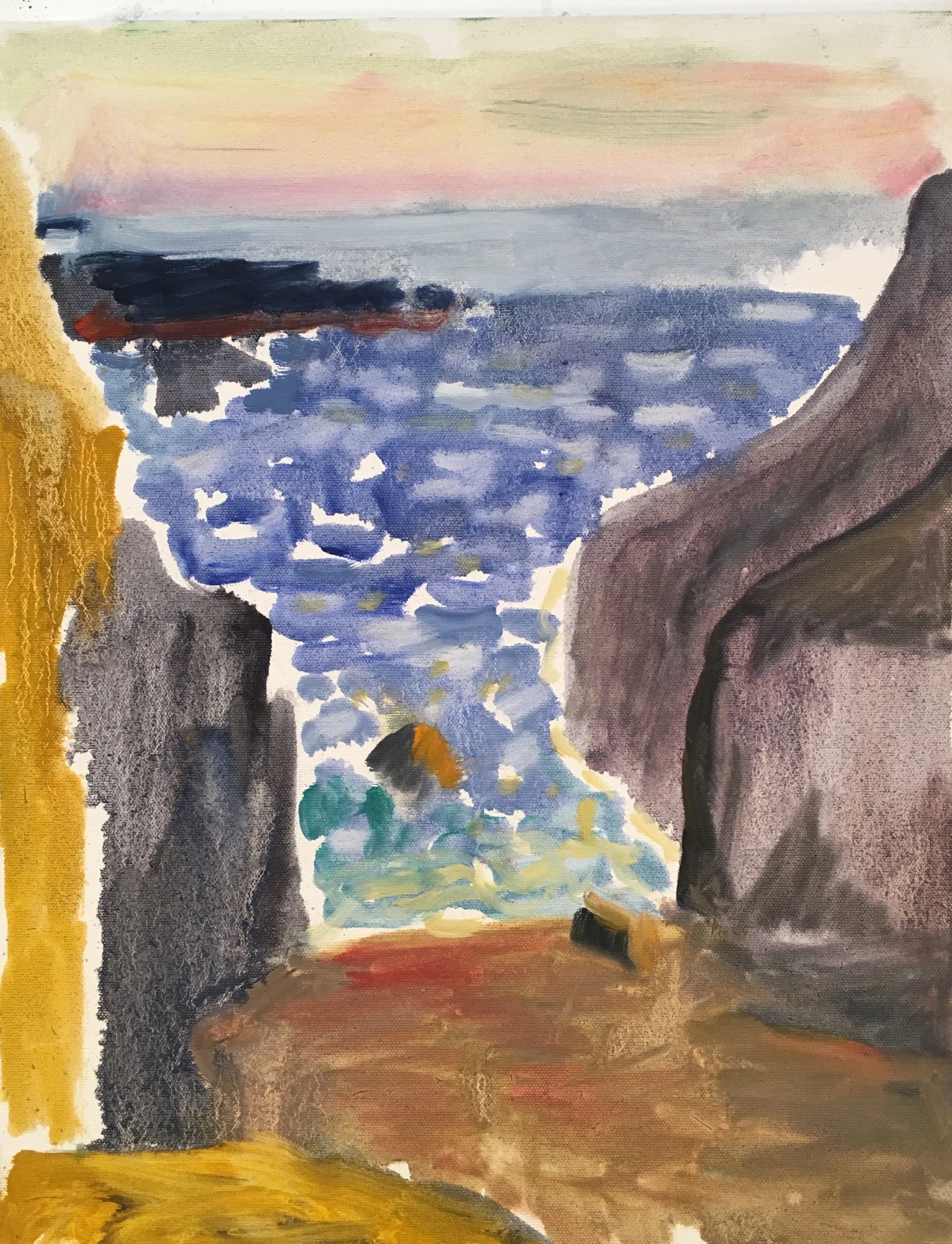 Lost Coast Cliffs & Ocean, 18 x 14", o/c, 2020 (BLM Residency) 
