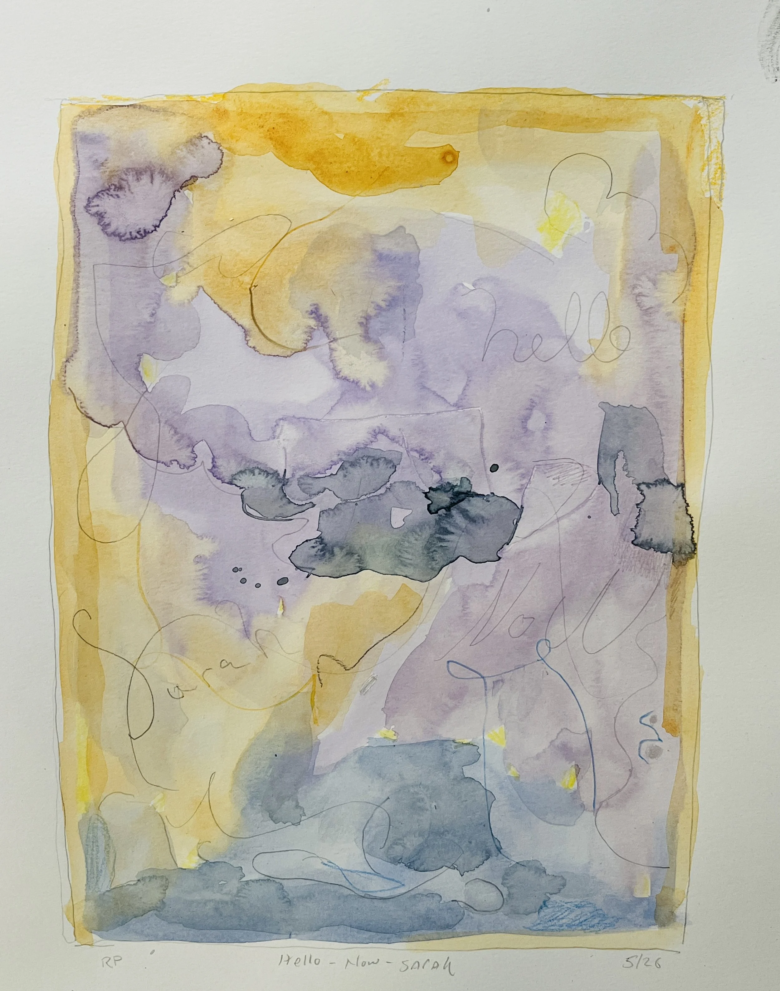 Hello #1, 11 x 8",  Watercolor and Graphite on Bristol, 2026