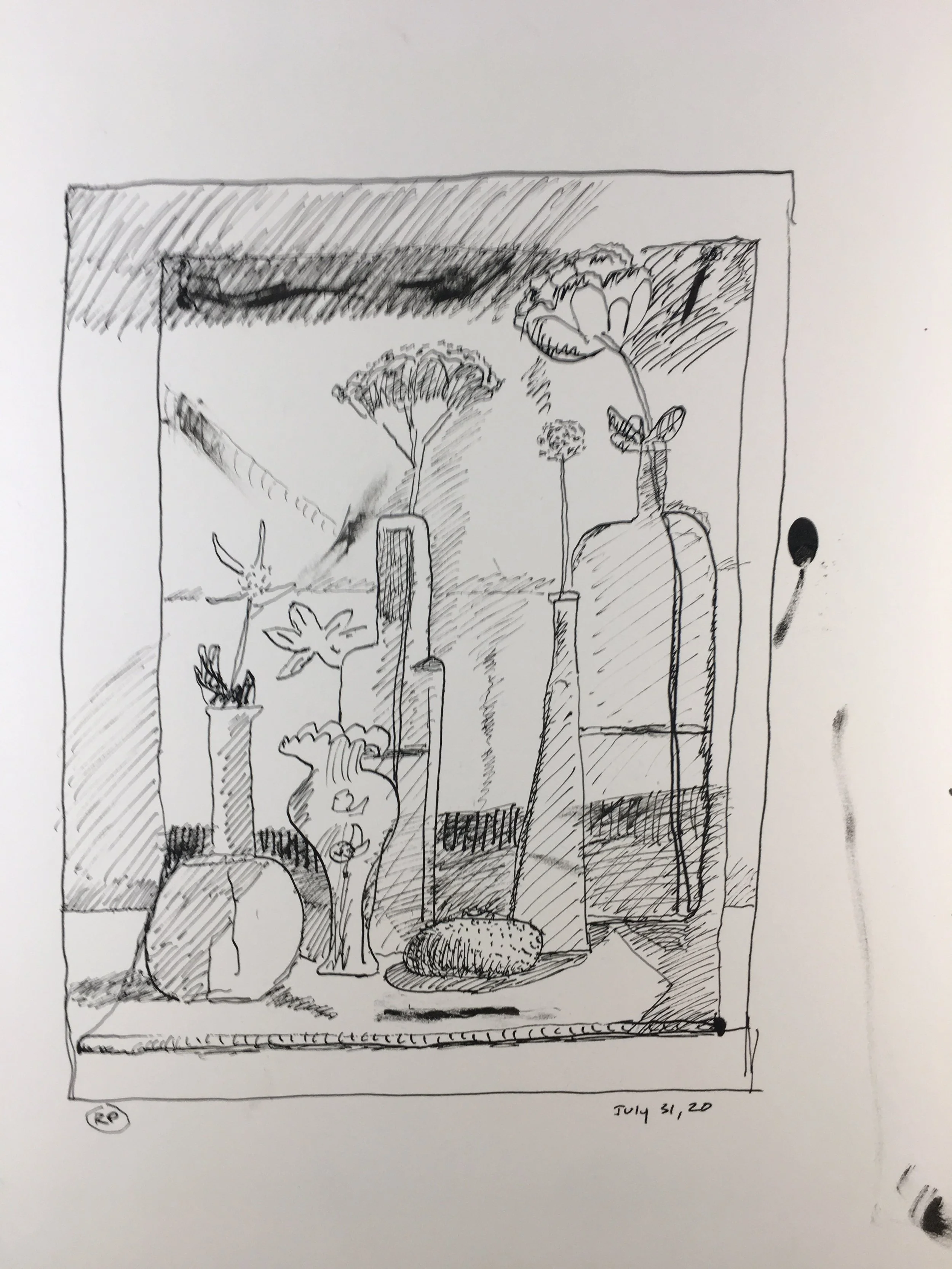 Drawing of a Drawing", 10 x 7", Pen & Ink, 2020