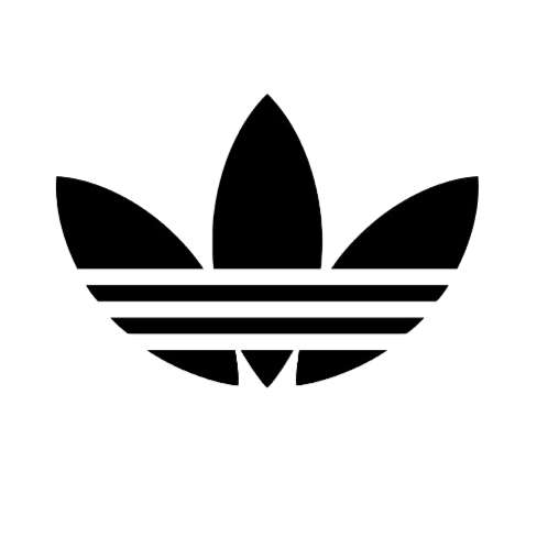 Black background with a white Adidas trefoil logo featuring horizontal stripes.